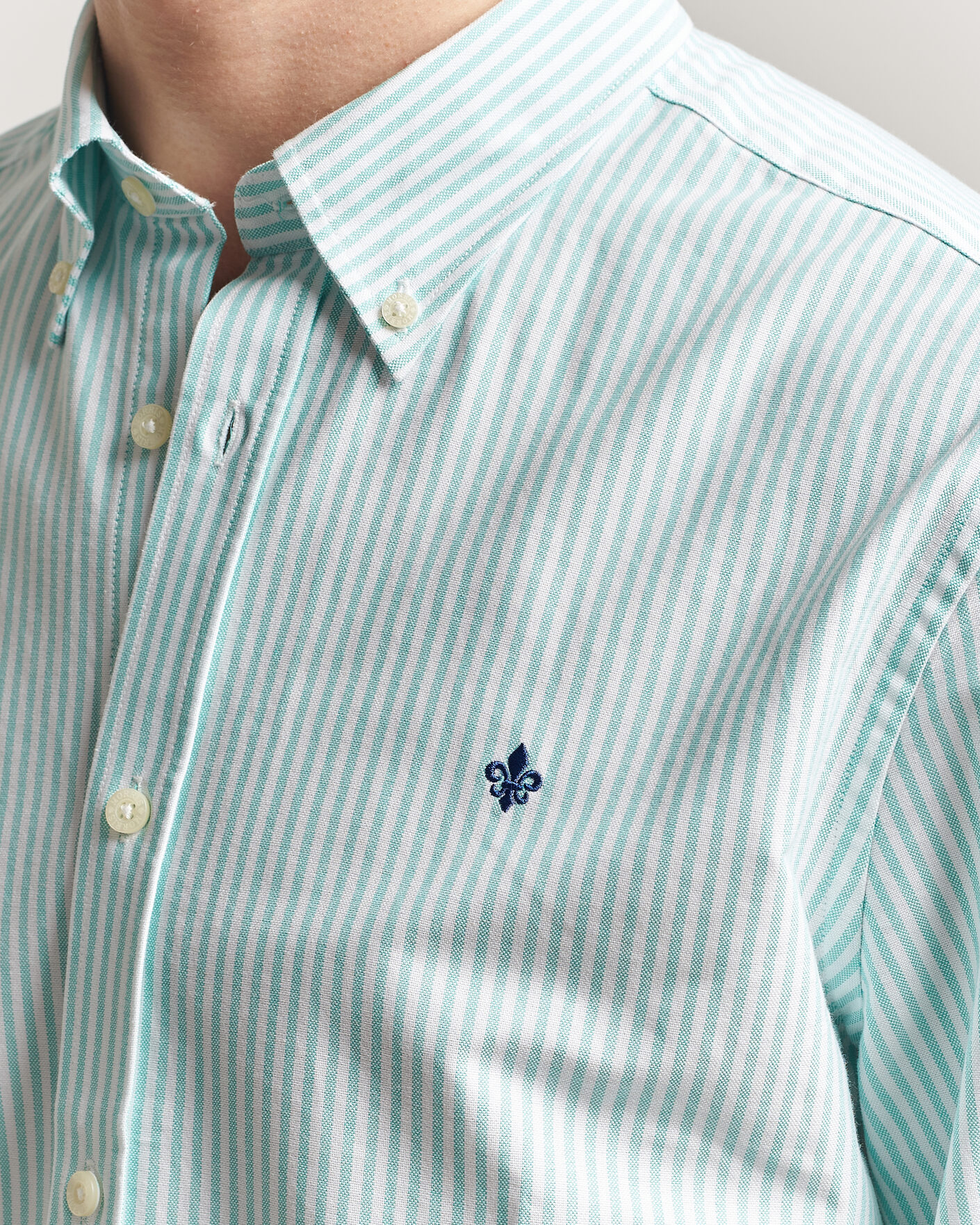 Mies | Kauluspaidat | Morris | Douglas Striped Oxford Shirt Green