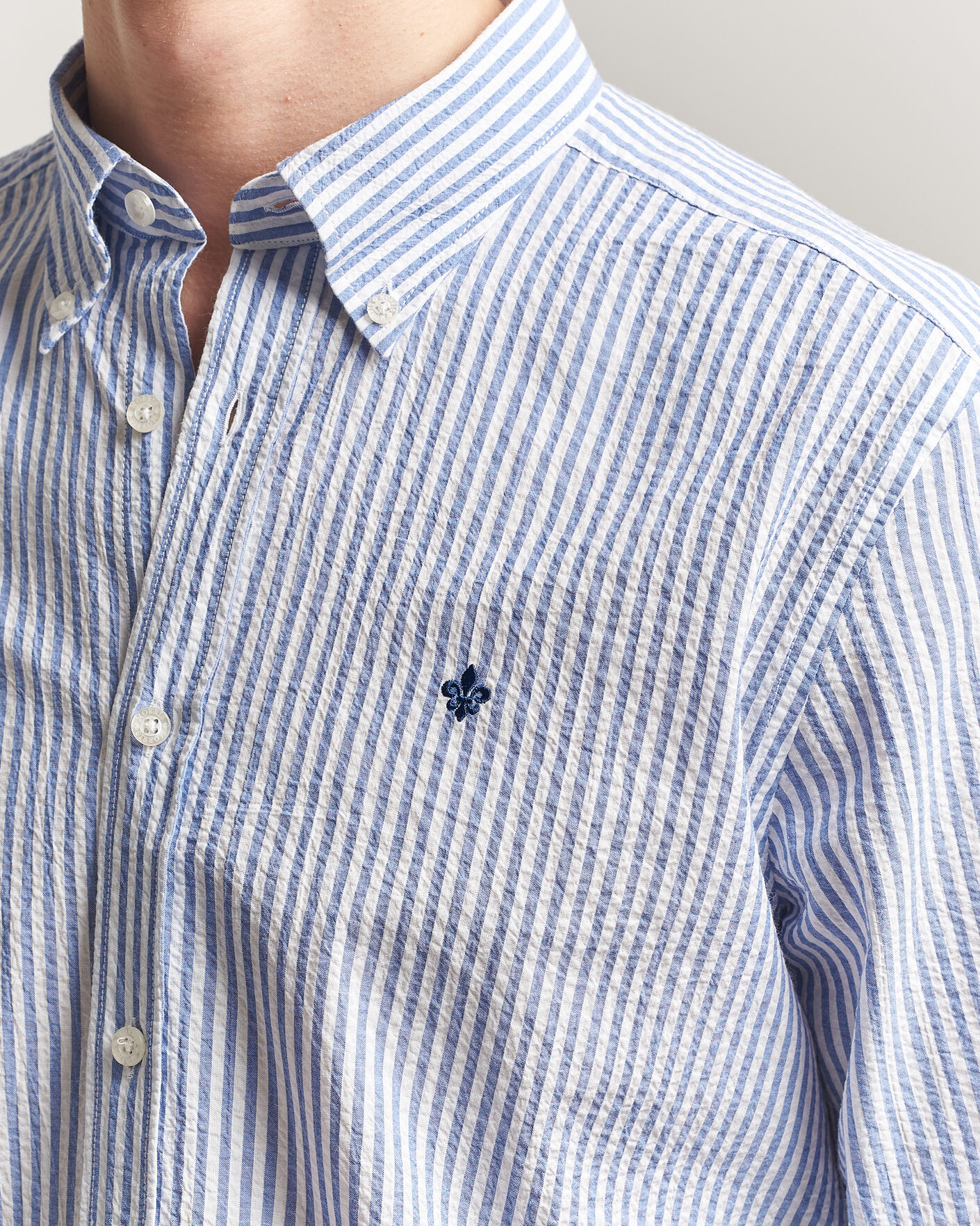 Mies | Kauluspaidat | Morris | Seersucker Shirt Blue