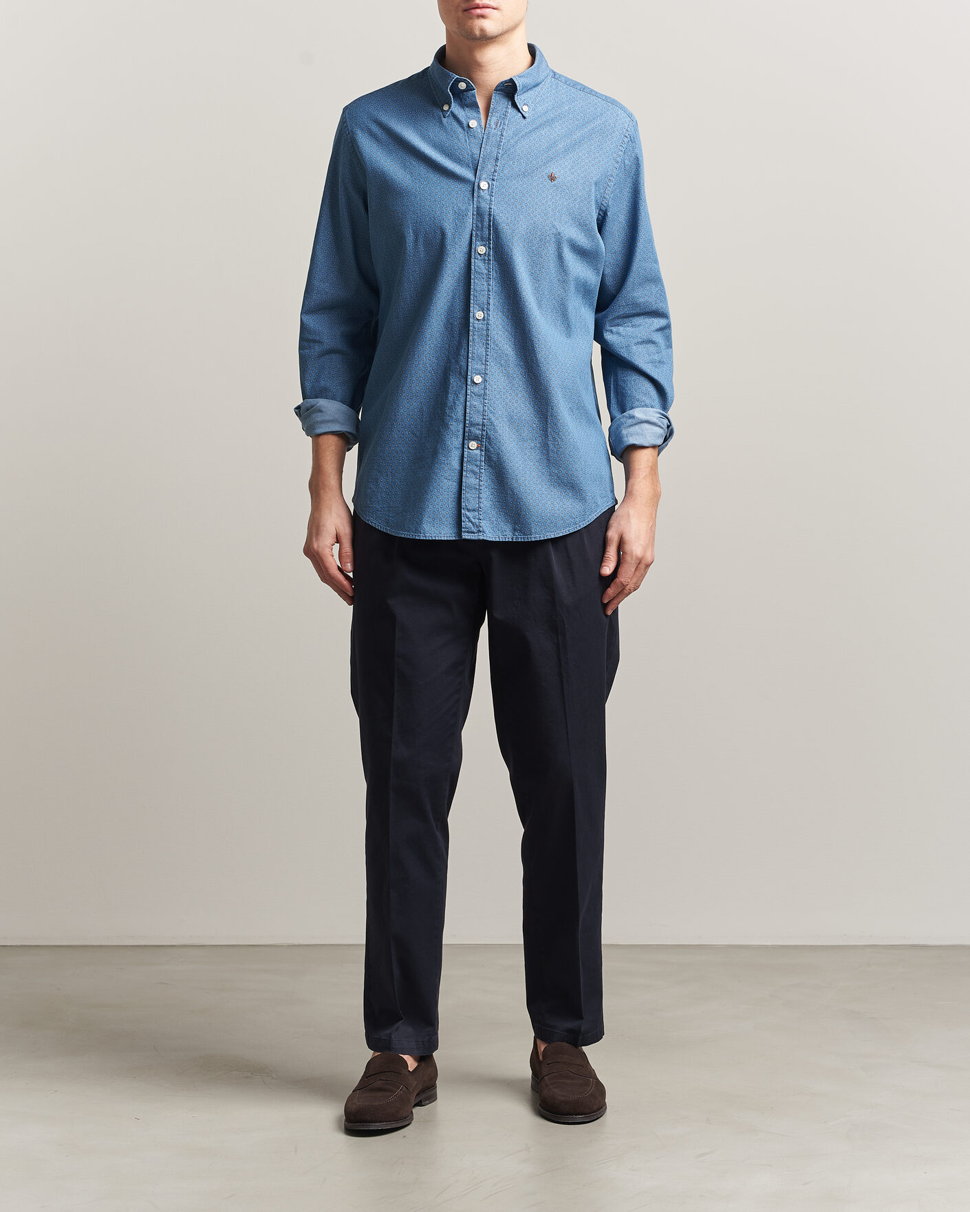 Mies | Kauluspaidat | Morris | Denim Printed Shirt Blue