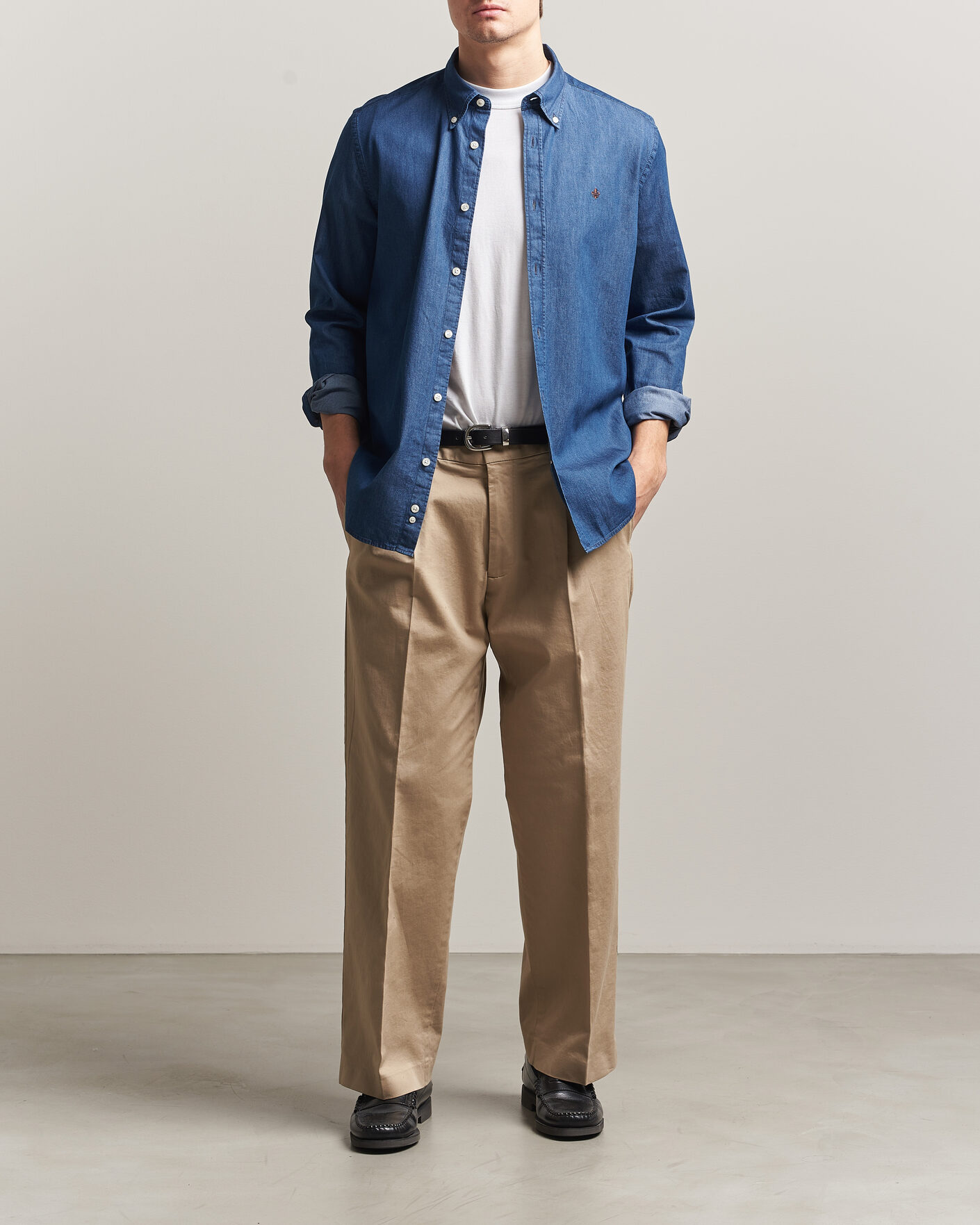 Mies | Kauluspaidat | Morris | Light Denim Shirt Blue