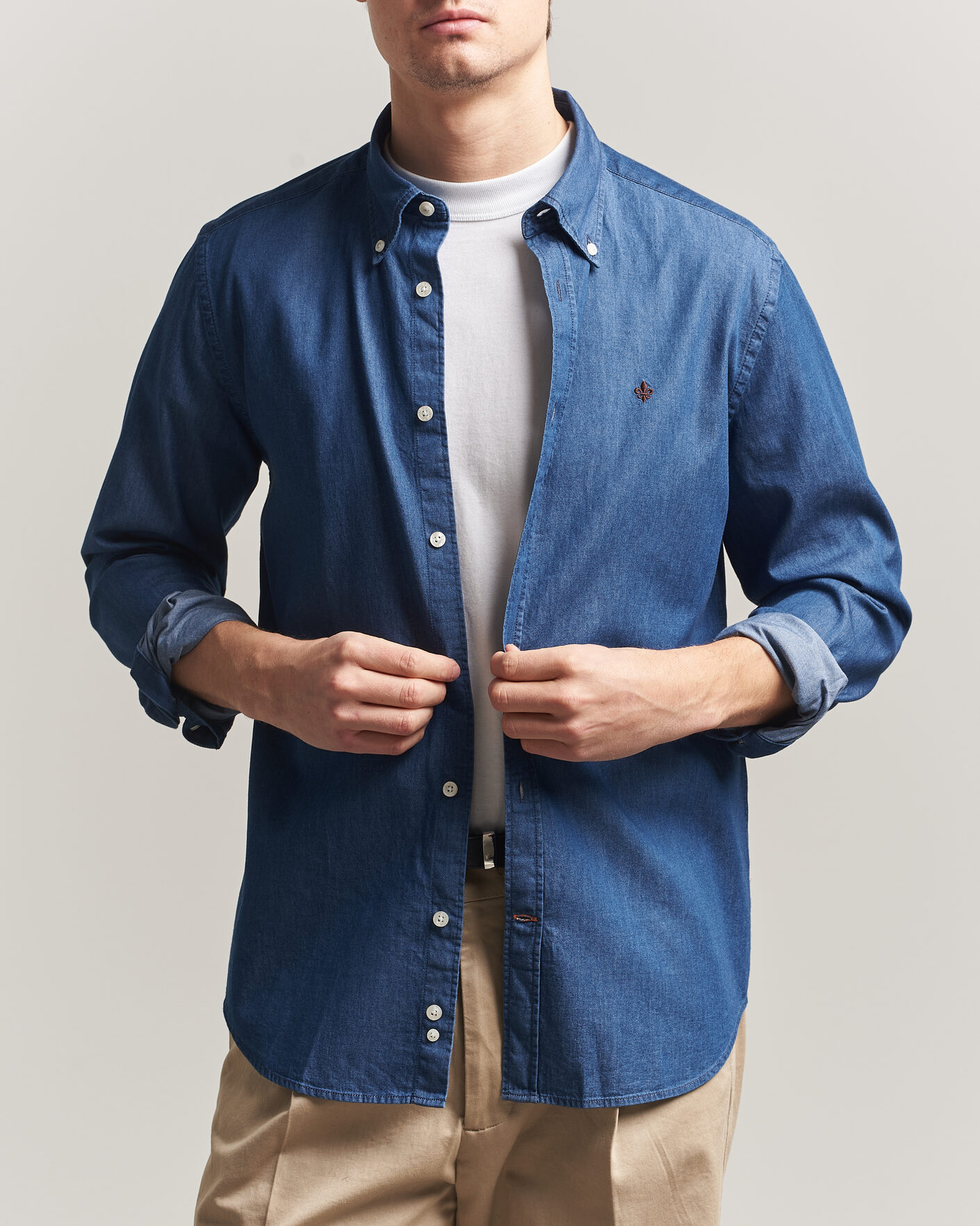 Mies | Kauluspaidat | Morris | Light Denim Shirt Blue