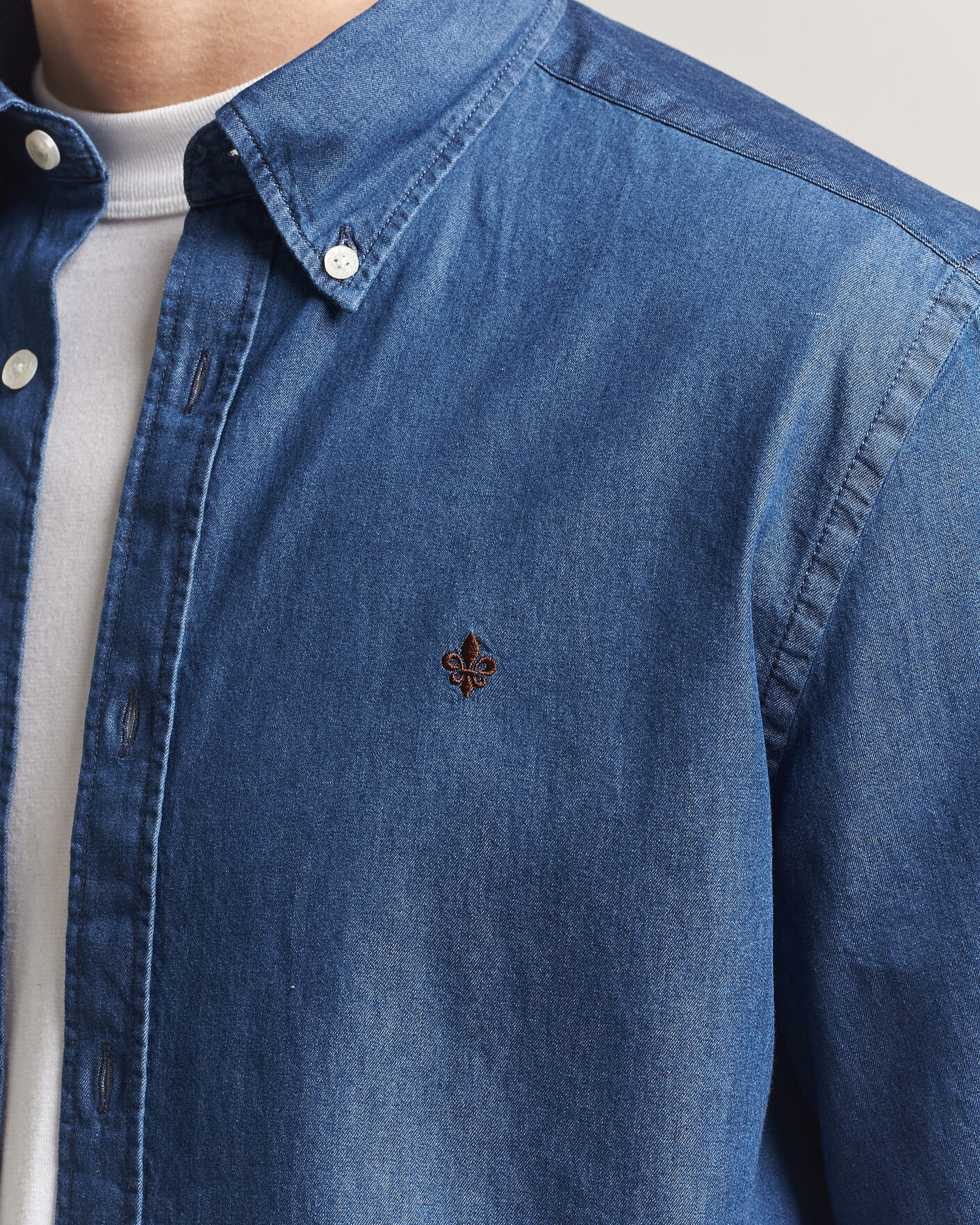 Mies | Kauluspaidat | Morris | Light Denim Shirt Blue