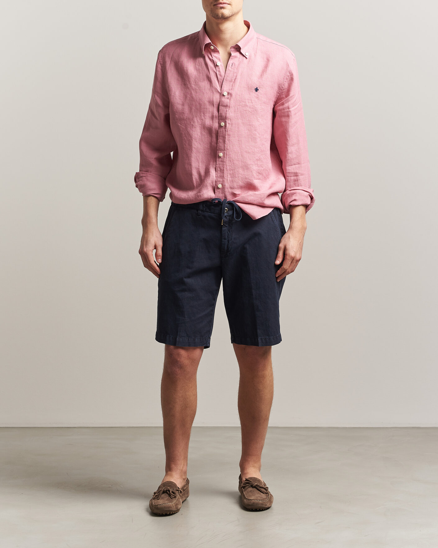 Mies | Kauluspaidat | Morris | Douglas Button Down Linen Shirt Pink
