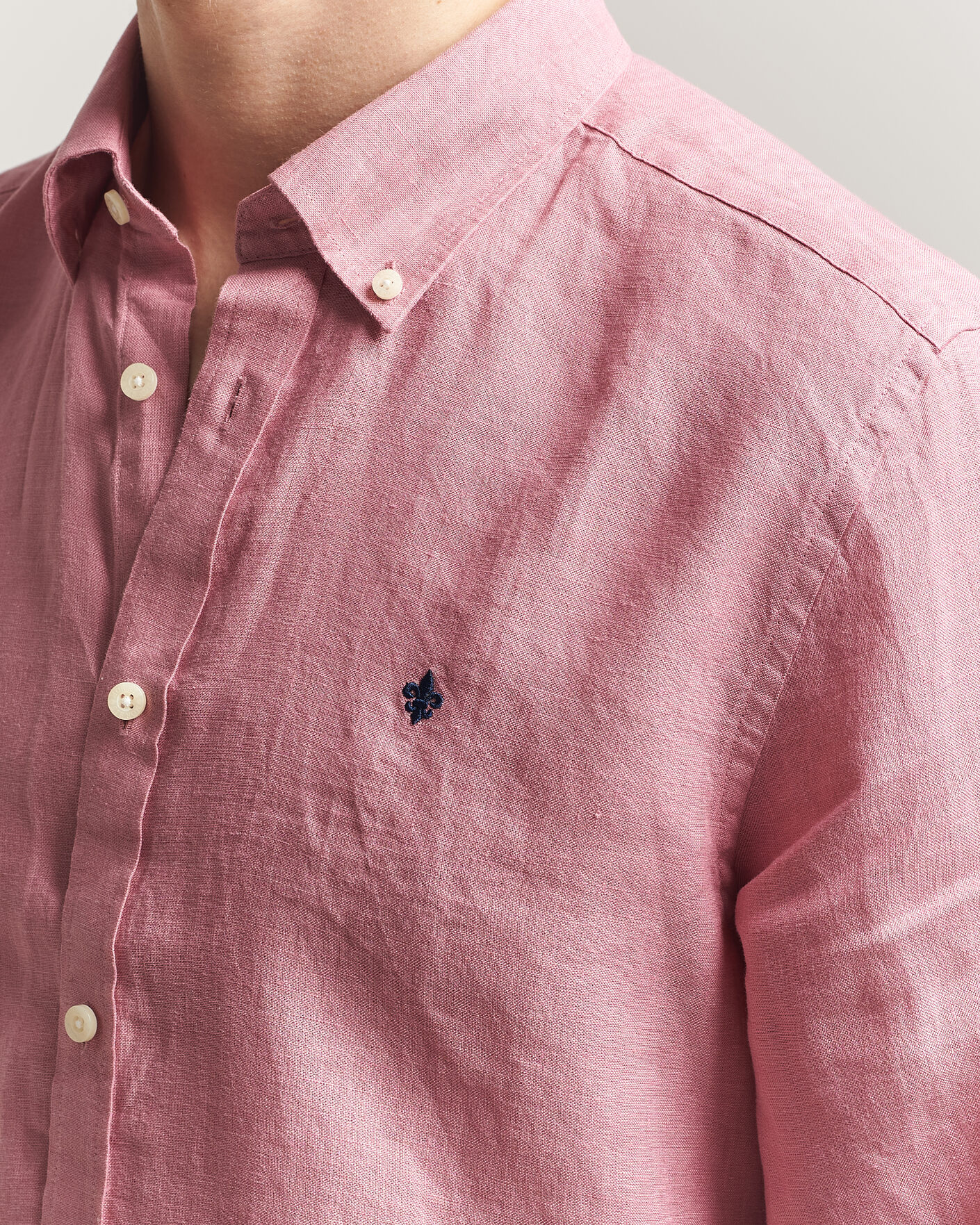 Mies | Kauluspaidat | Morris | Douglas Button Down Linen Shirt Pink