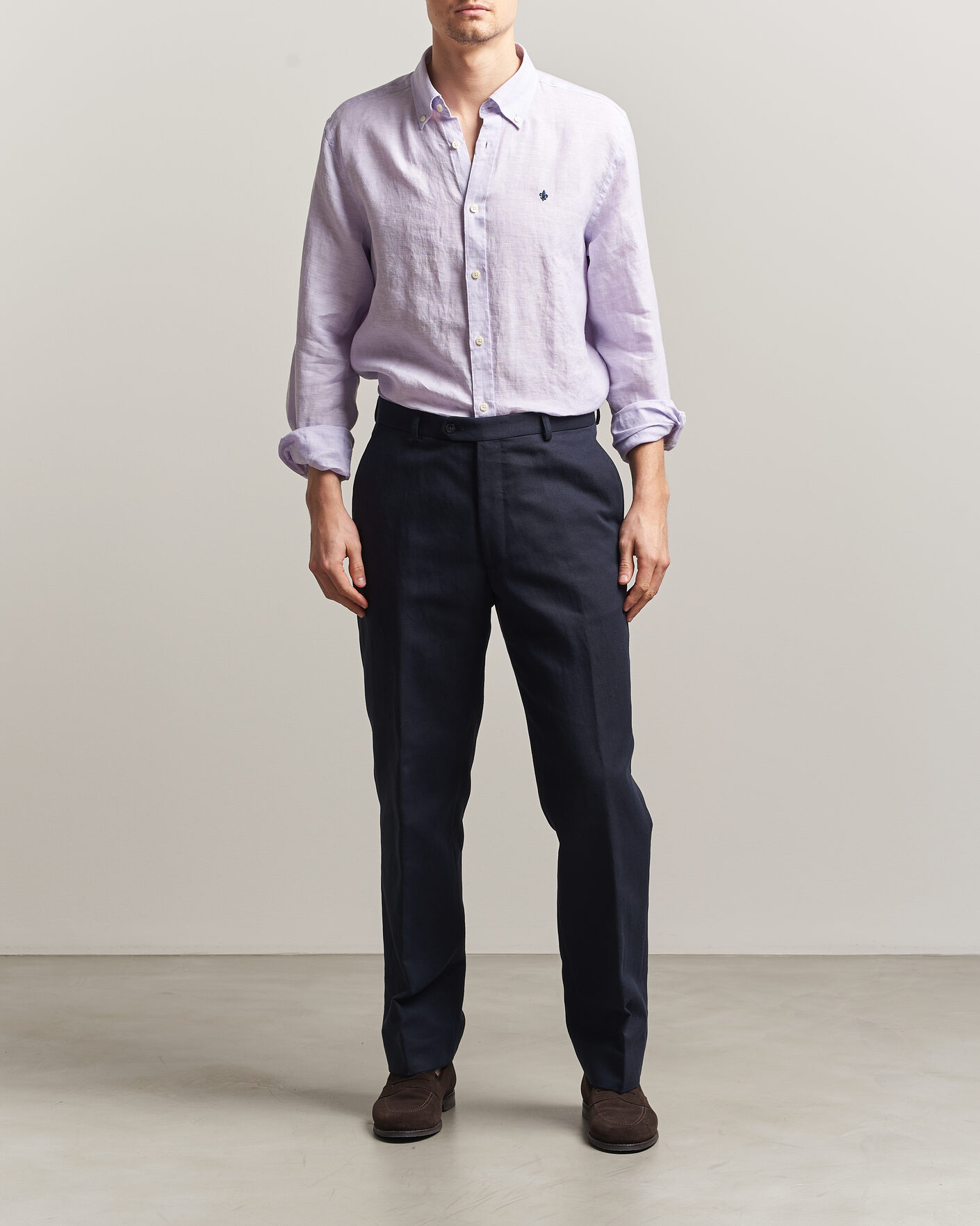 Mies | Kauluspaidat | Morris | Douglas Button Down Linen Shirt Purple