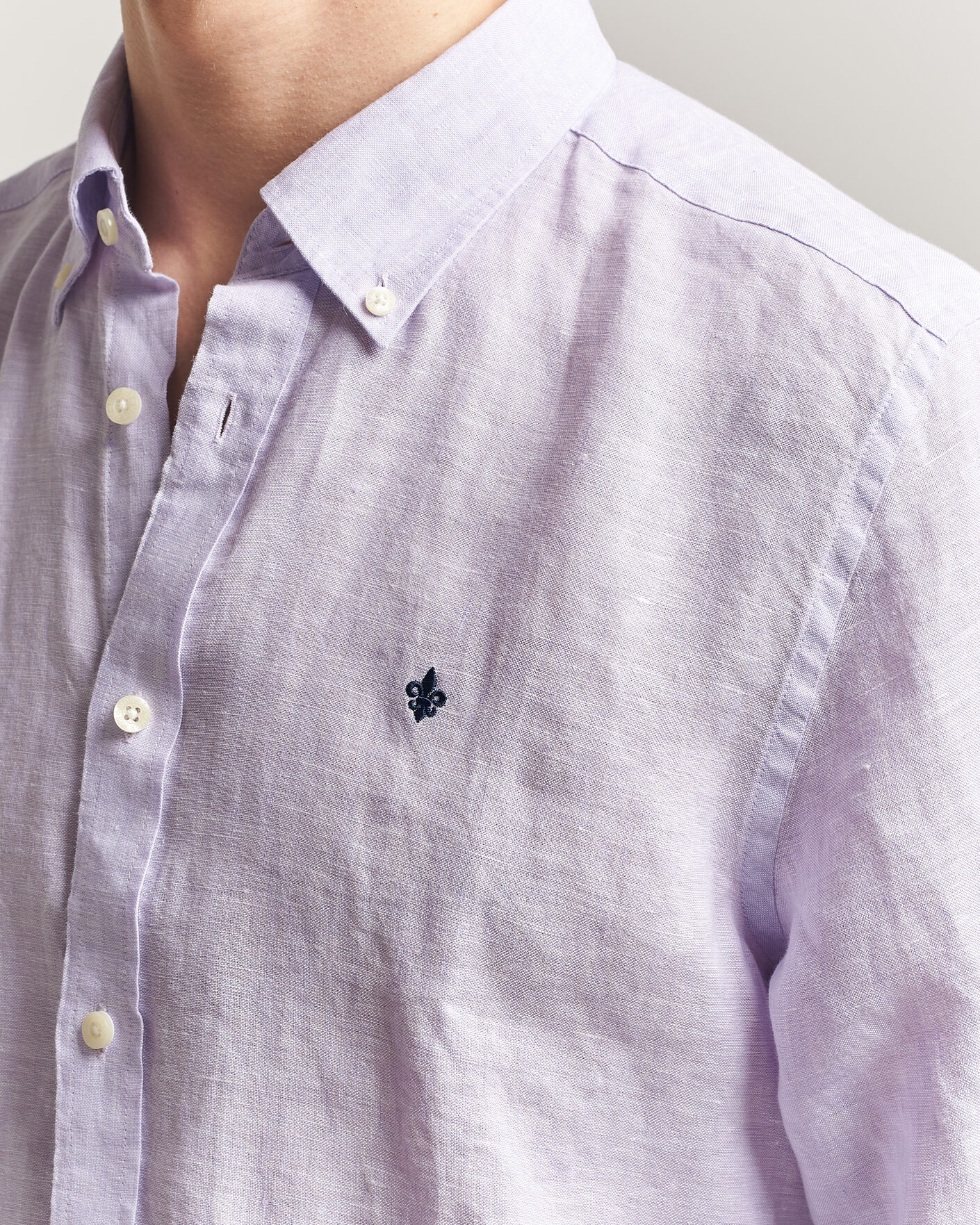 Mies | Kauluspaidat | Morris | Douglas Button Down Linen Shirt Purple