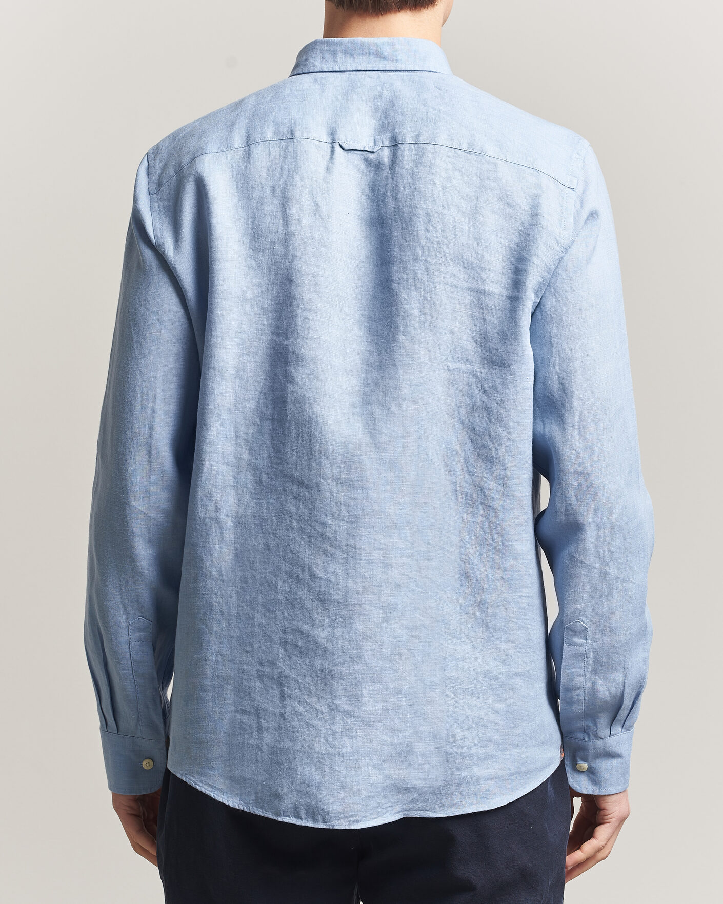 Mies | Kauluspaidat | Morris | Douglas Button Down Linen Shirt Light Blue