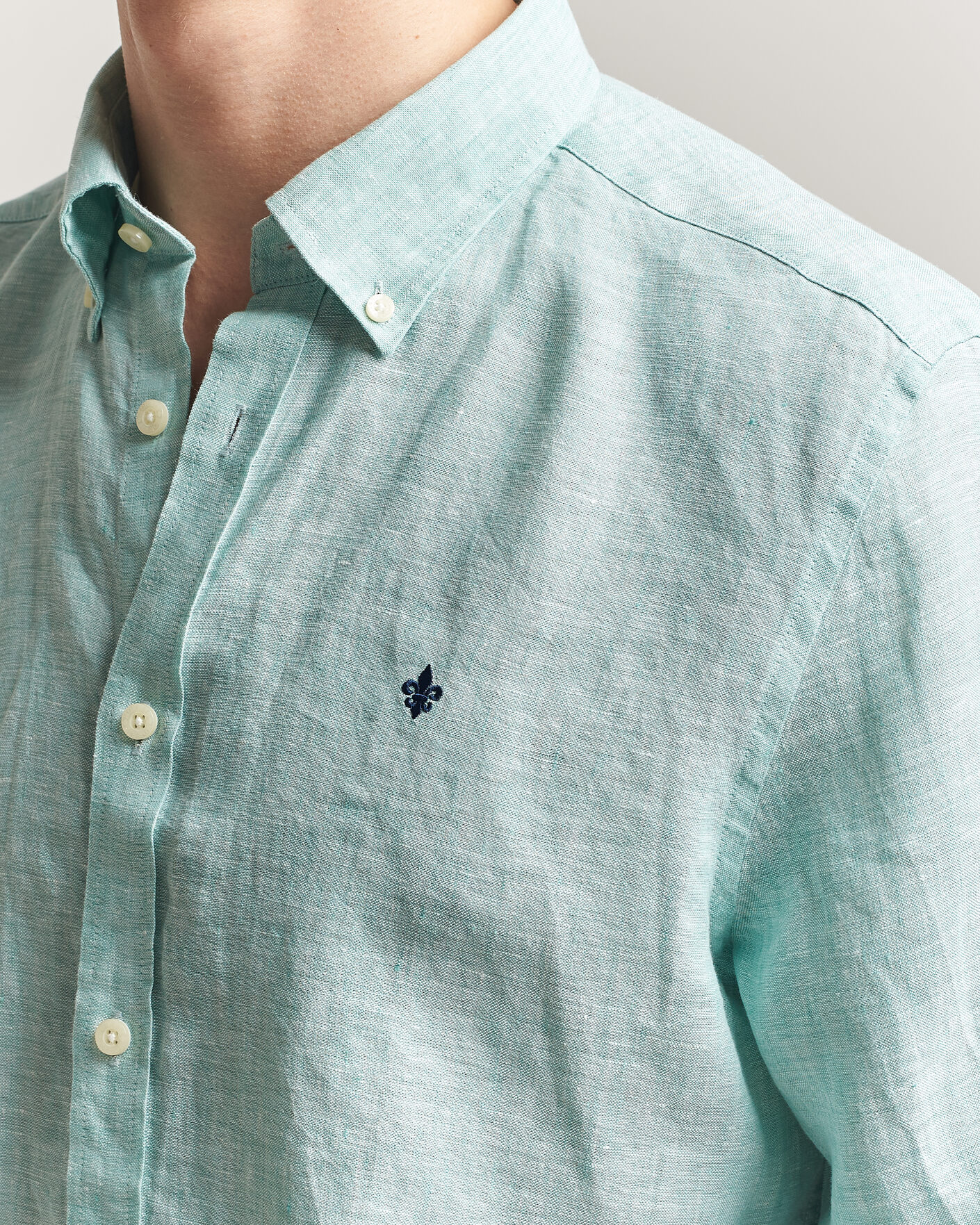 Mies | Kauluspaidat | Morris | Douglas Button Down Linen Shirt Green