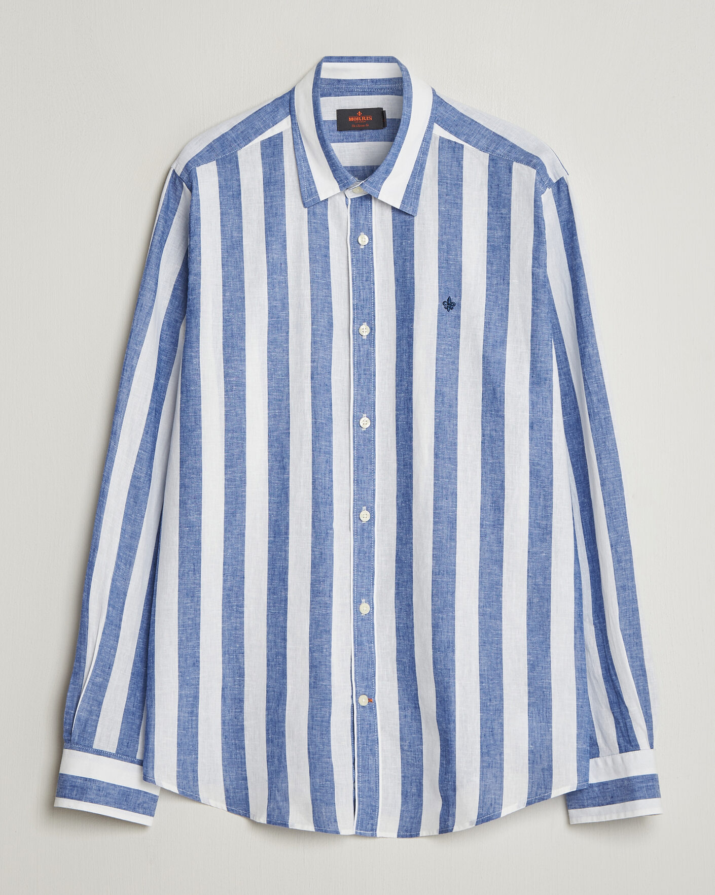 Mies | Kauluspaidat | Morris | Douglas Linen Striped Shirt Blue/White