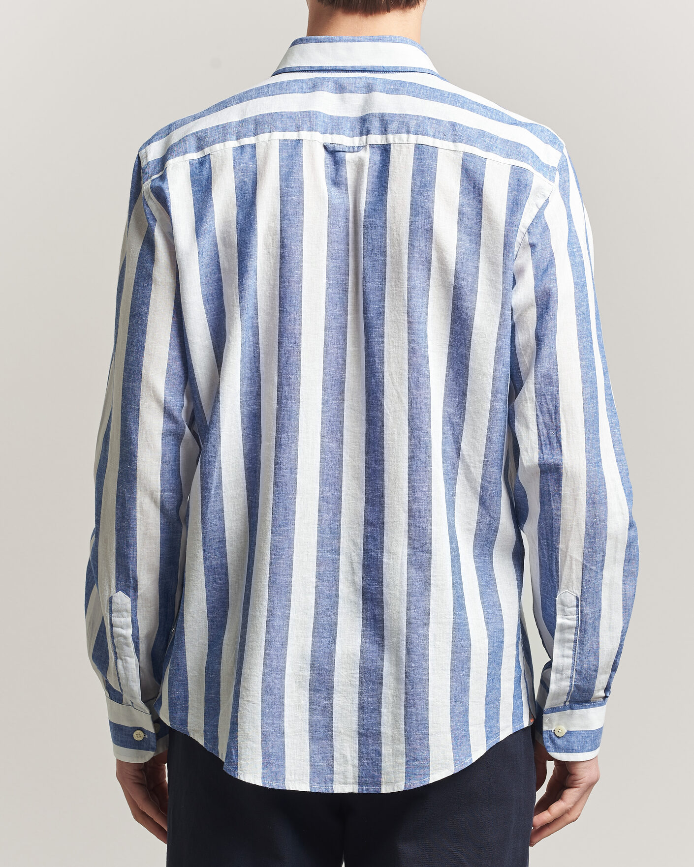 Mies | Kauluspaidat | Morris | Douglas Linen Striped Shirt Blue/White