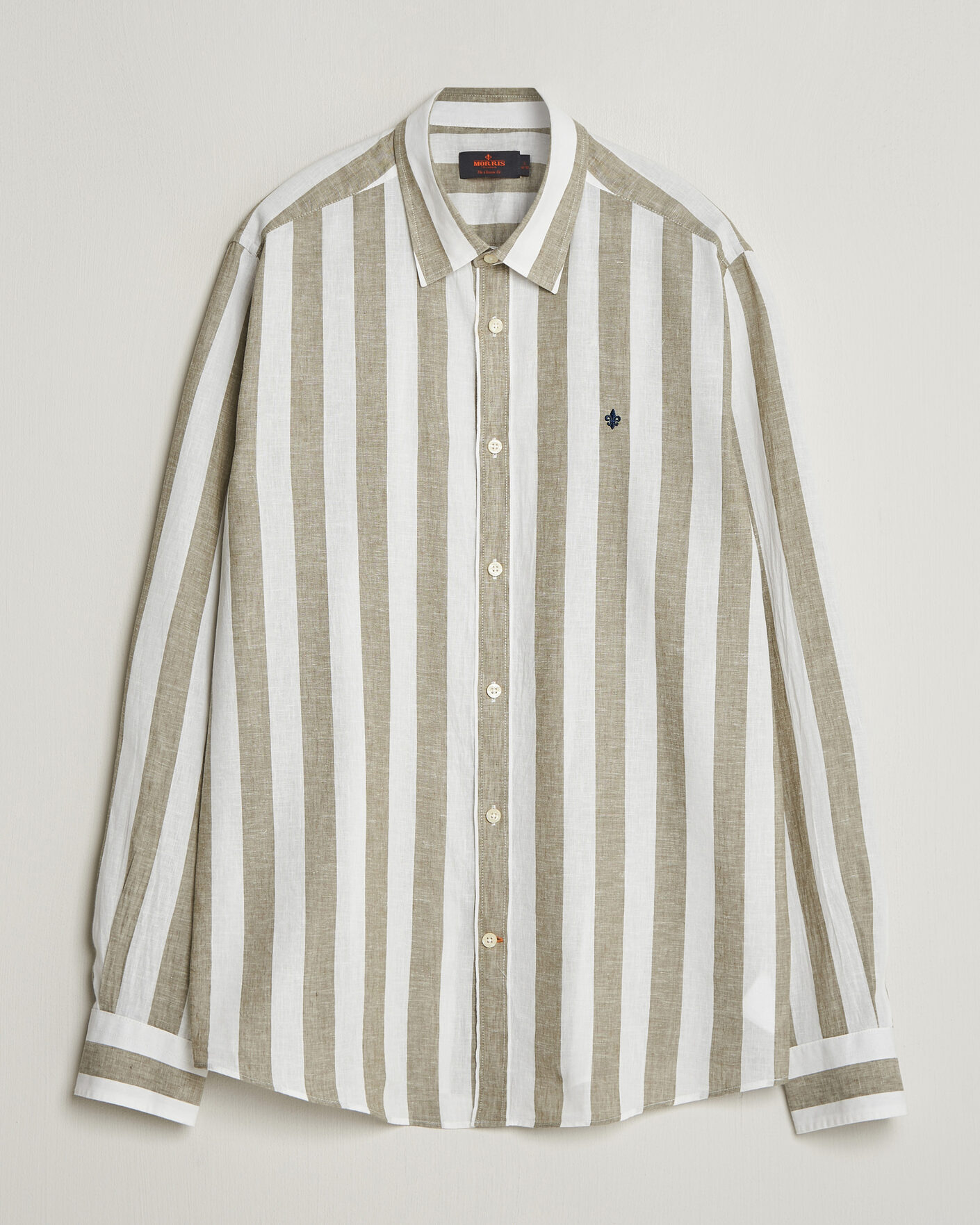 Mies | Kauluspaidat | Morris | Douglas Linen Striped Shirt Green/White