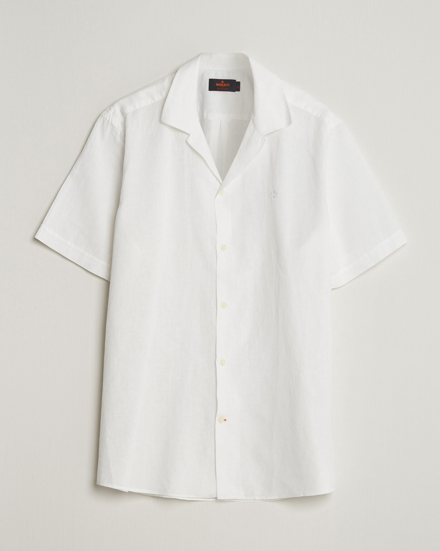 Mies | Kauluspaidat | Morris | Resort Short Sleeve Linen Shirt White