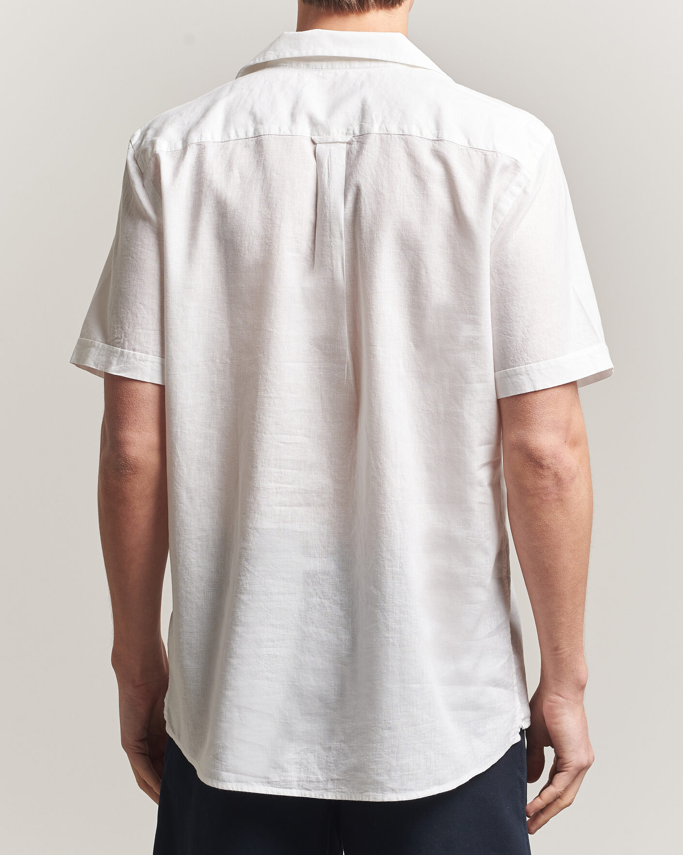 Mies | Kauluspaidat | Morris | Resort Short Sleeve Linen Shirt White
