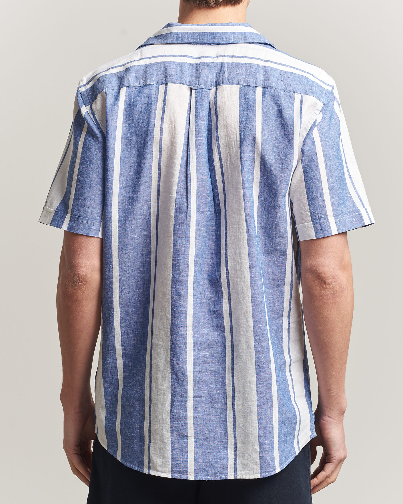Mies | Kauluspaidat | Morris | Resort Short Sleeve Linen Shirt Blue