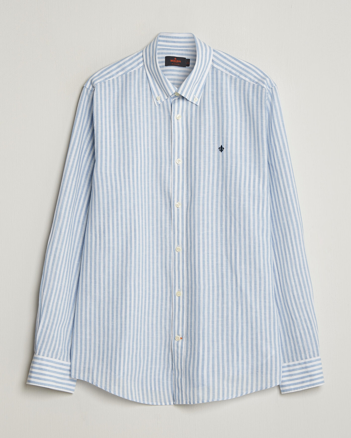 Mies | Kauluspaidat | Morris | Douglas Striped Linen Shirt Blue/White