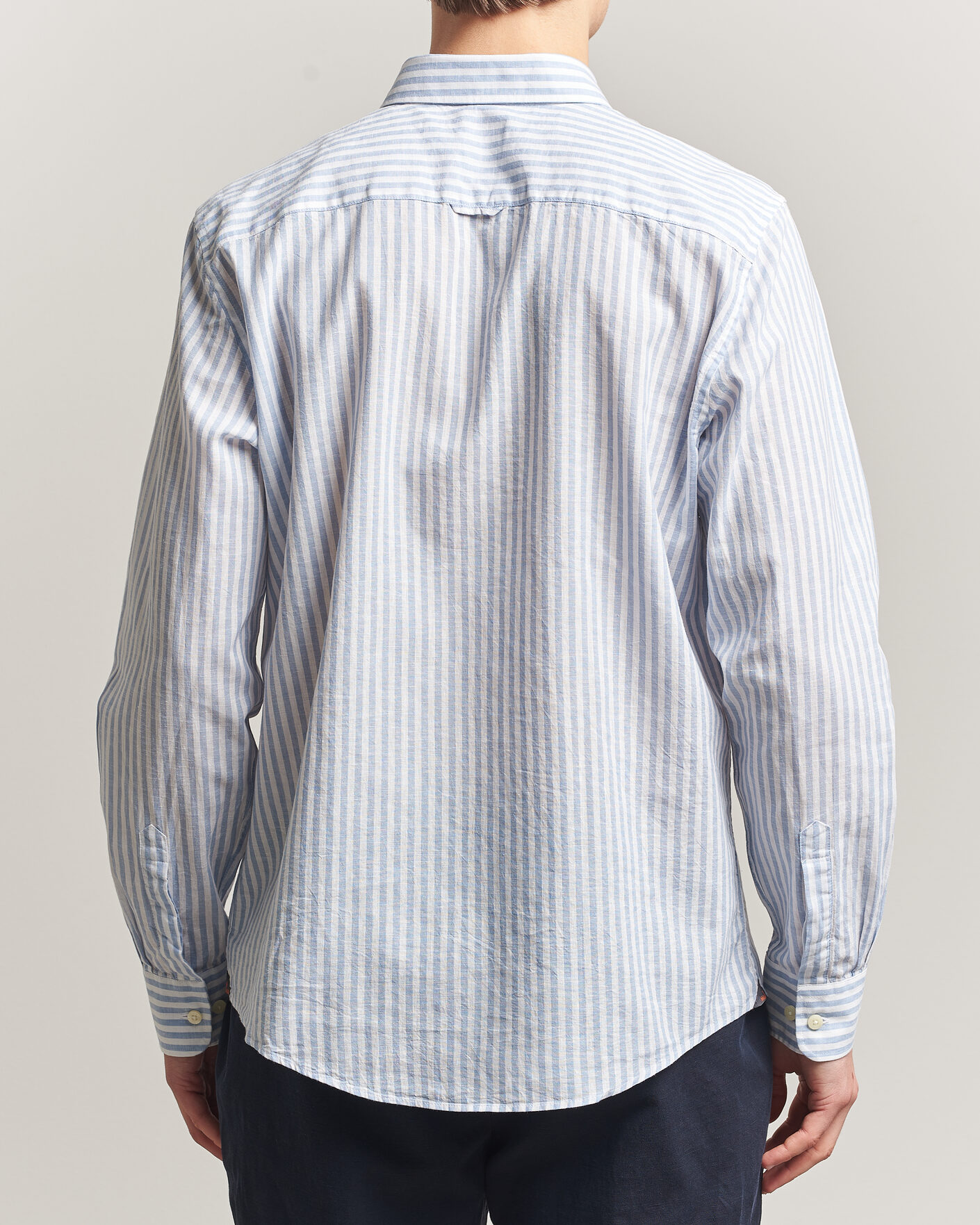 Mies | Kauluspaidat | Morris | Douglas Striped Linen Shirt Blue/White