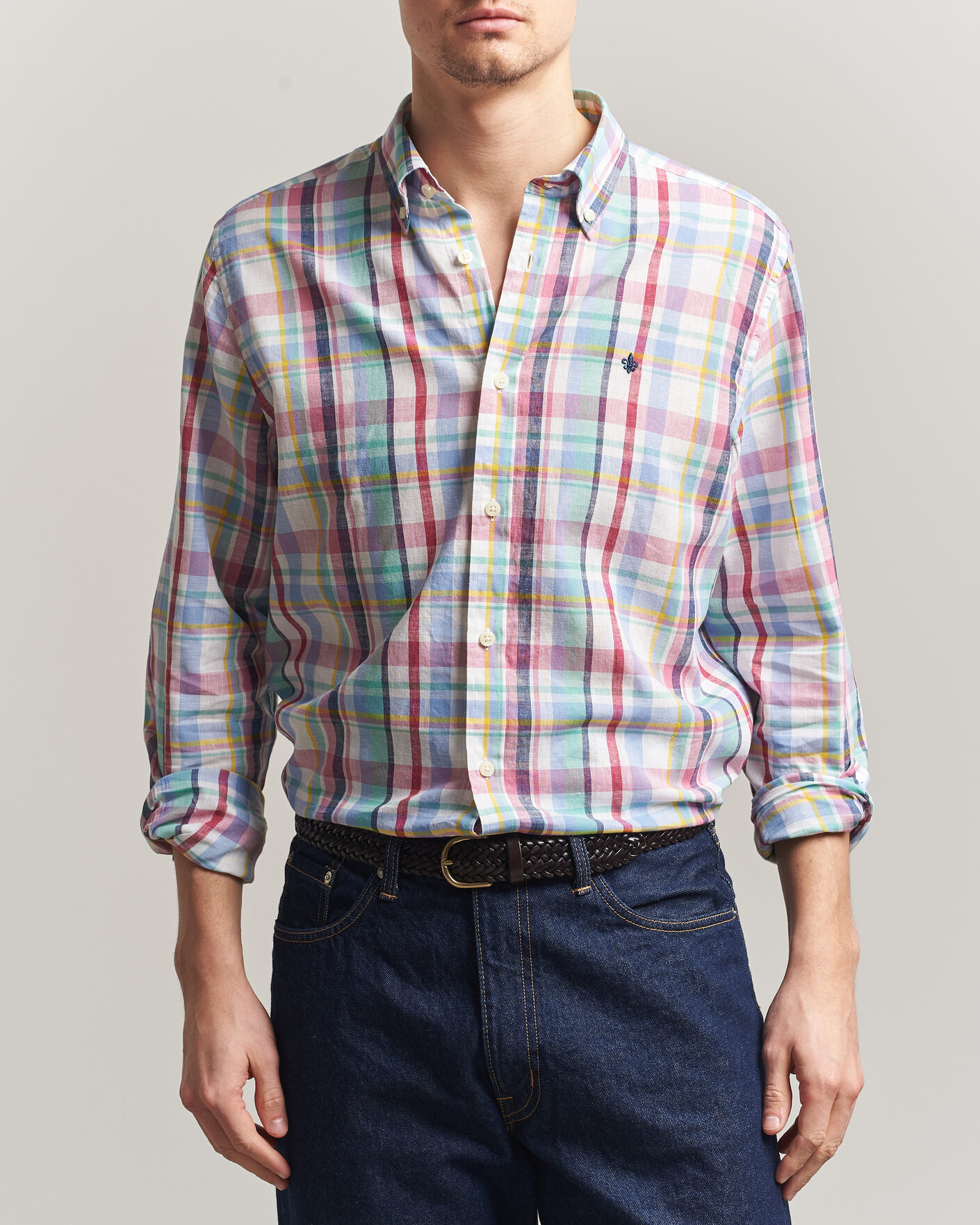 Mies | Kauluspaidat | Morris | Preppy Check Linen Shirt Multi