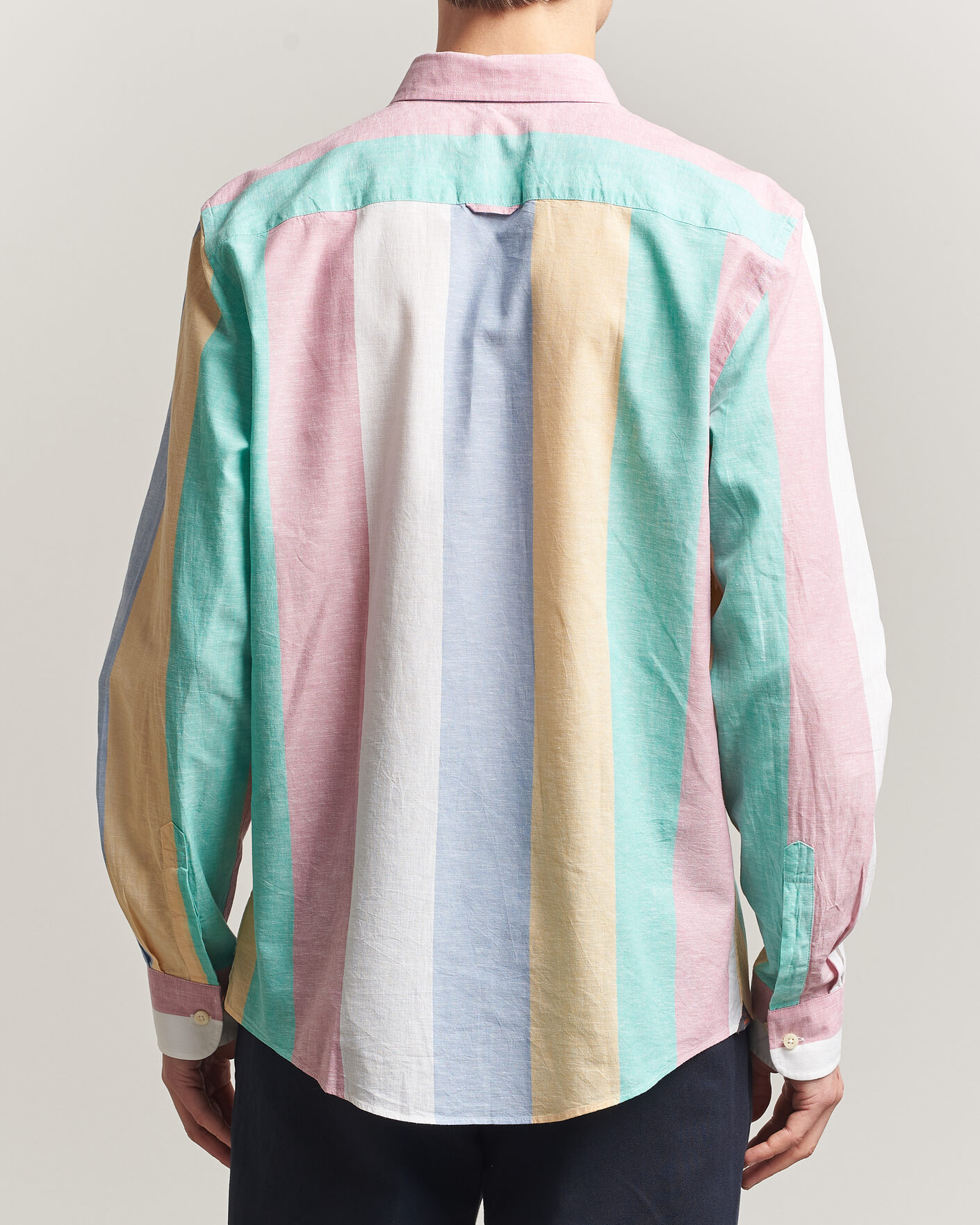 Mies | Kauluspaidat | Morris | Happy Striped Linen Shirt Multi