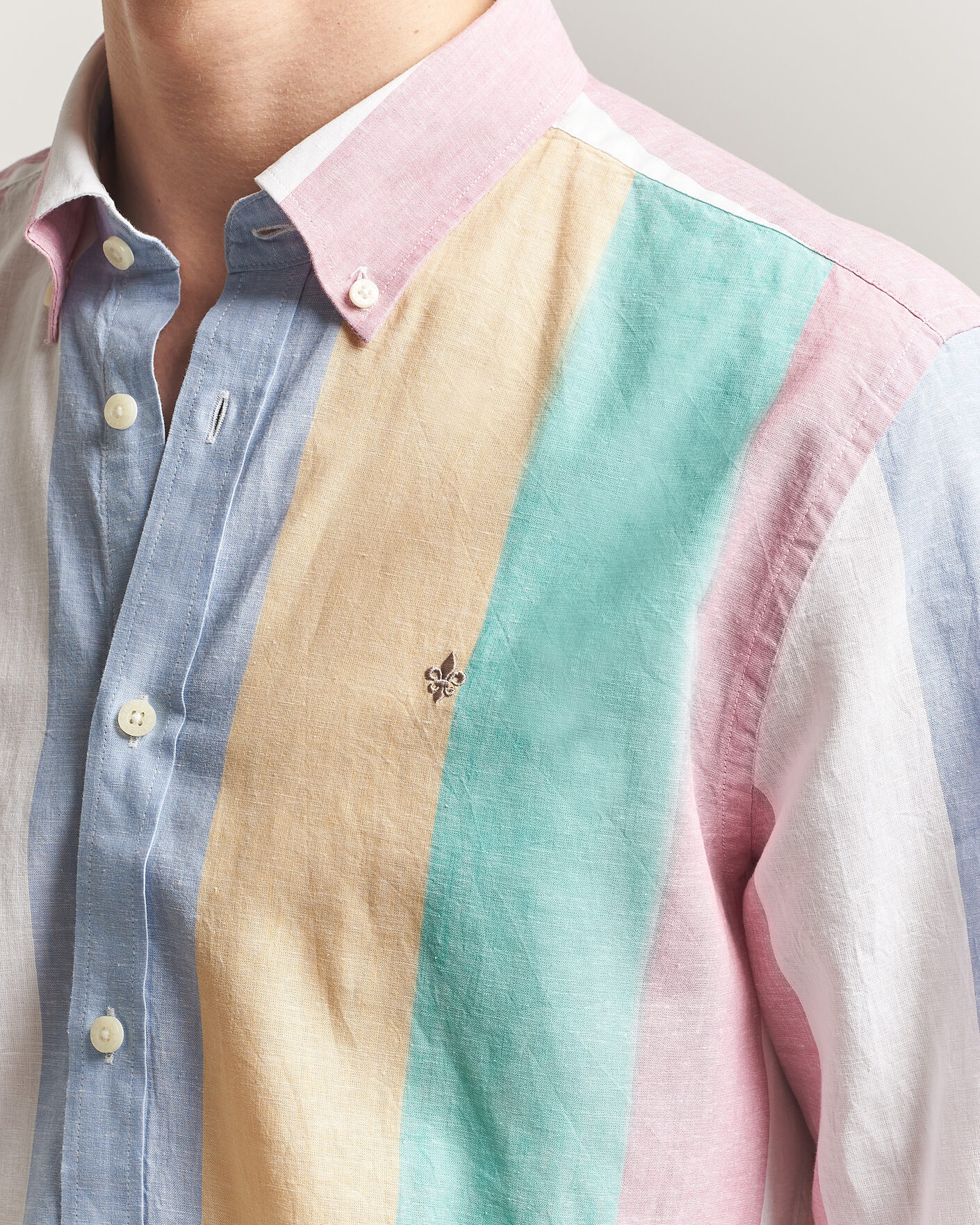 Mies | Kauluspaidat | Morris | Happy Striped Linen Shirt Multi