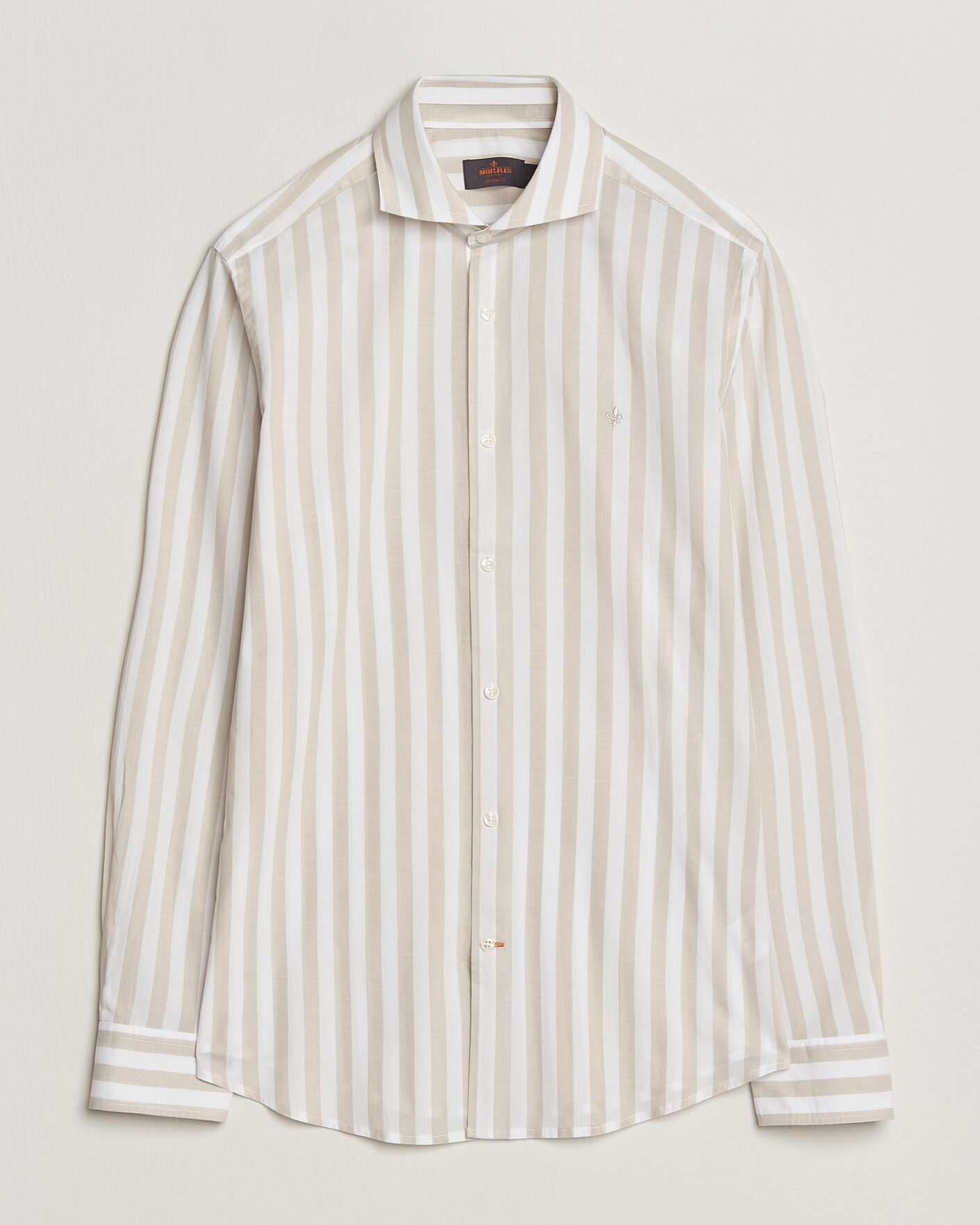 Mies | Kauluspaidat | Morris | Summer Striped Lighweight Shirt Khaki/White