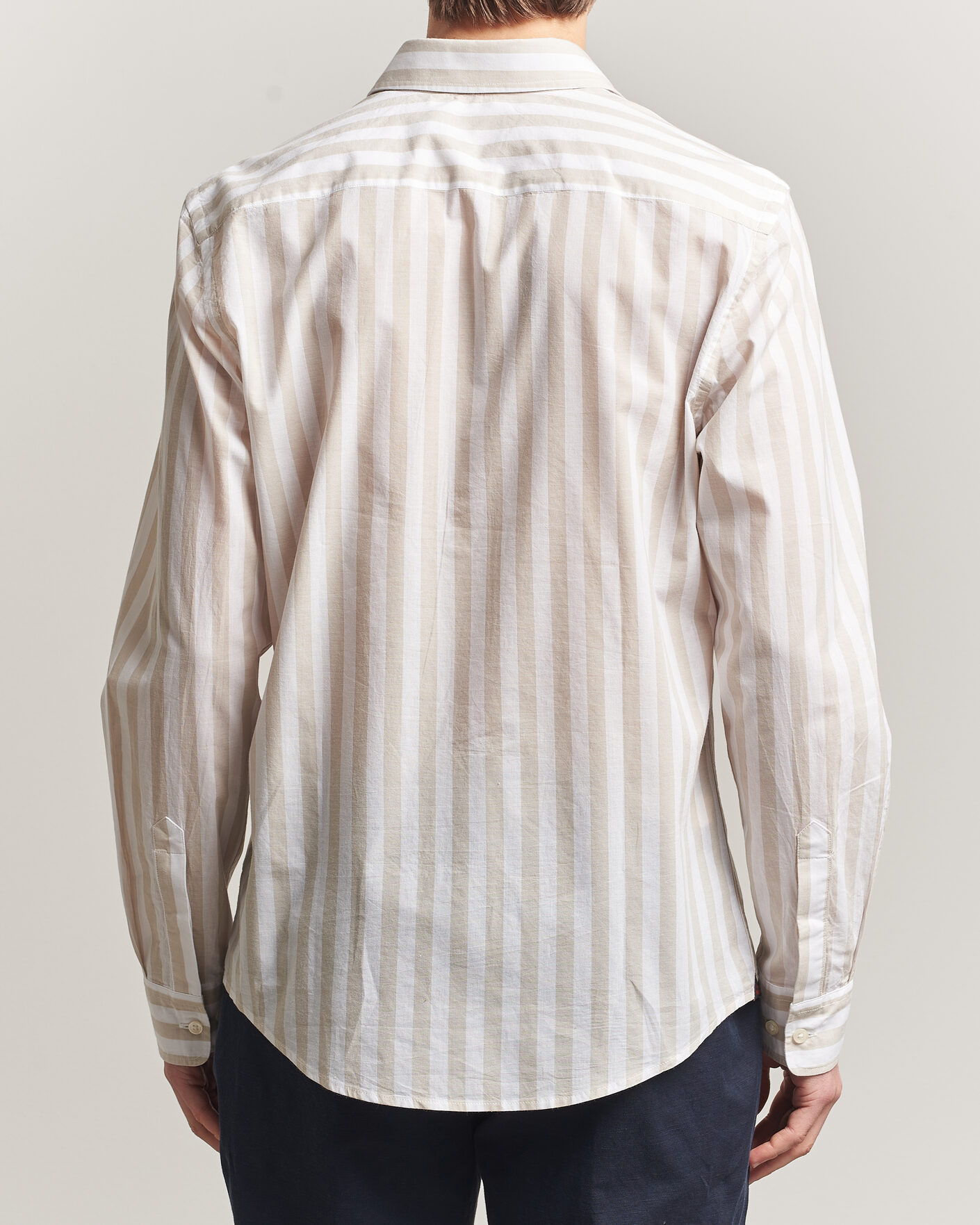 Mies | Kauluspaidat | Morris | Summer Striped Lighweight Shirt Khaki/White