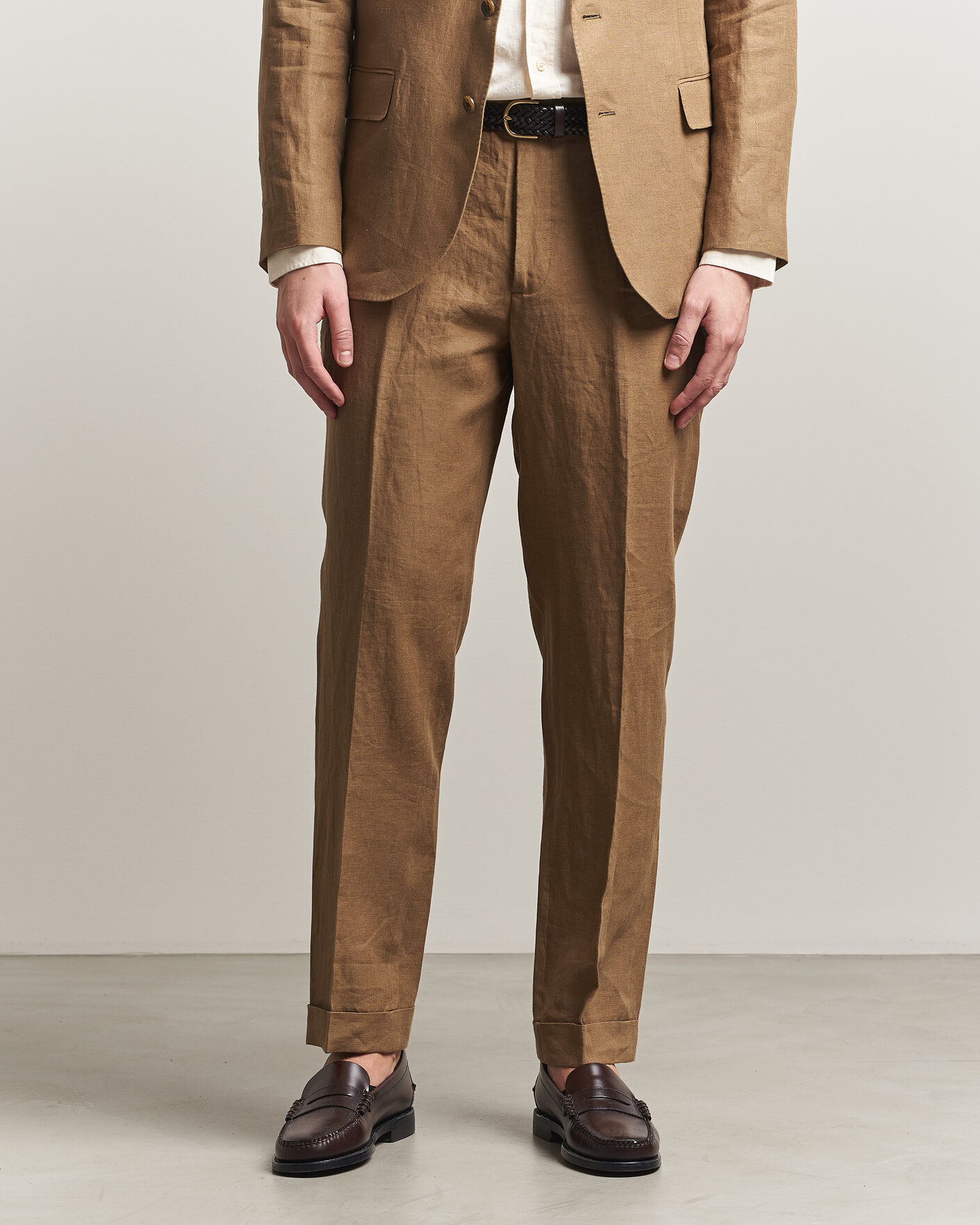 Mies | Housut | Polo Ralph Lauren | Linen Pleated Trousers Light Sable