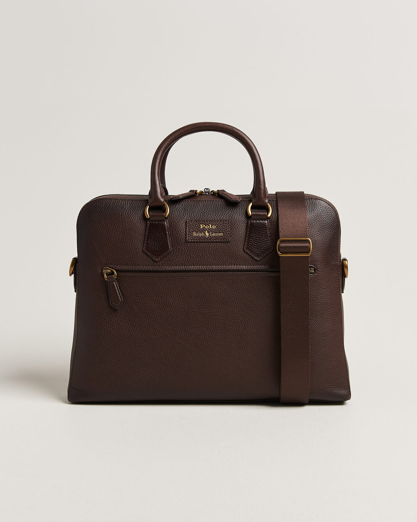 Mies | Laukut | Polo Ralph Lauren | Pebble Leather Briefcase Dark Brown