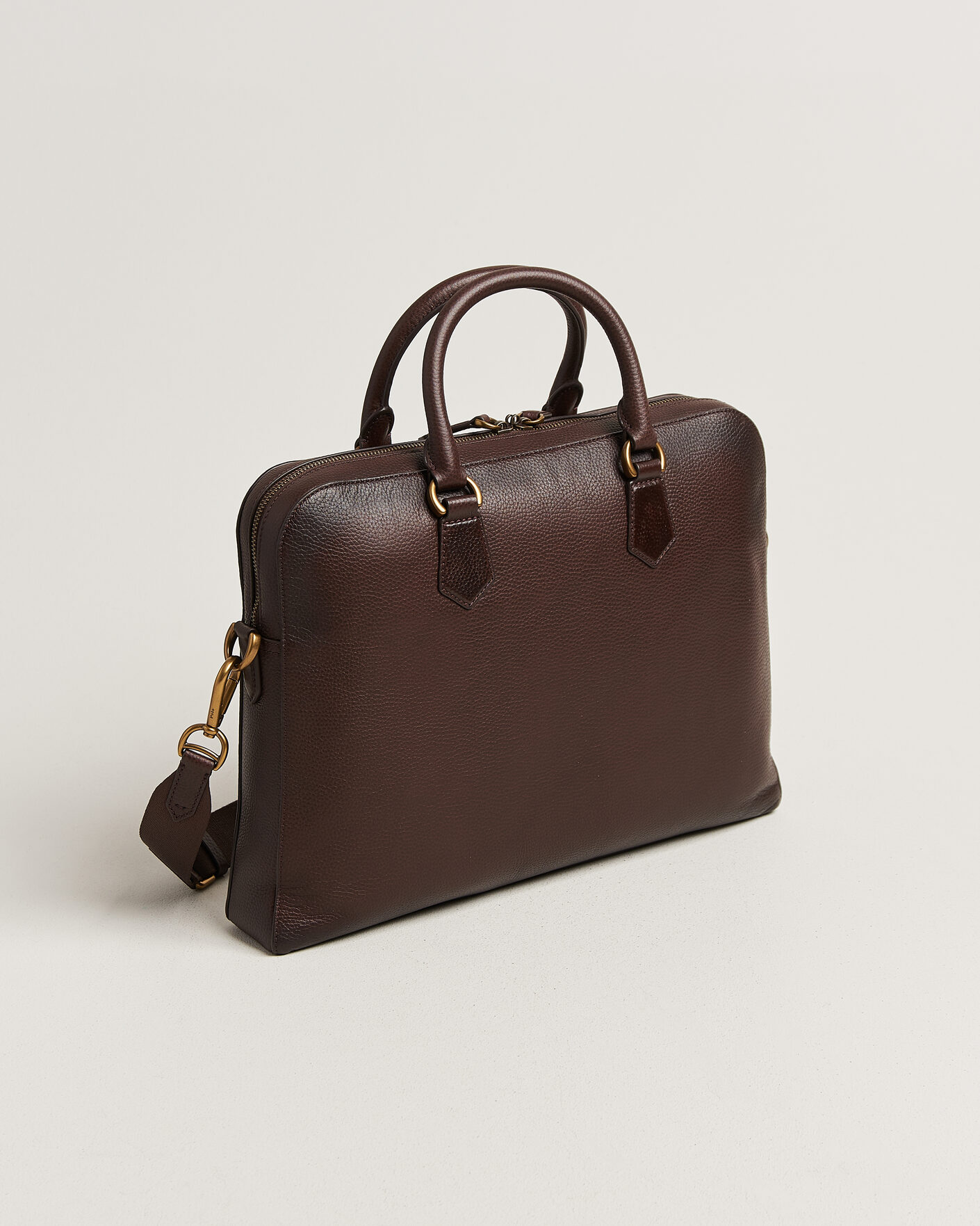 Mies | Laukut | Polo Ralph Lauren | Pebble Leather Briefcase Dark Brown