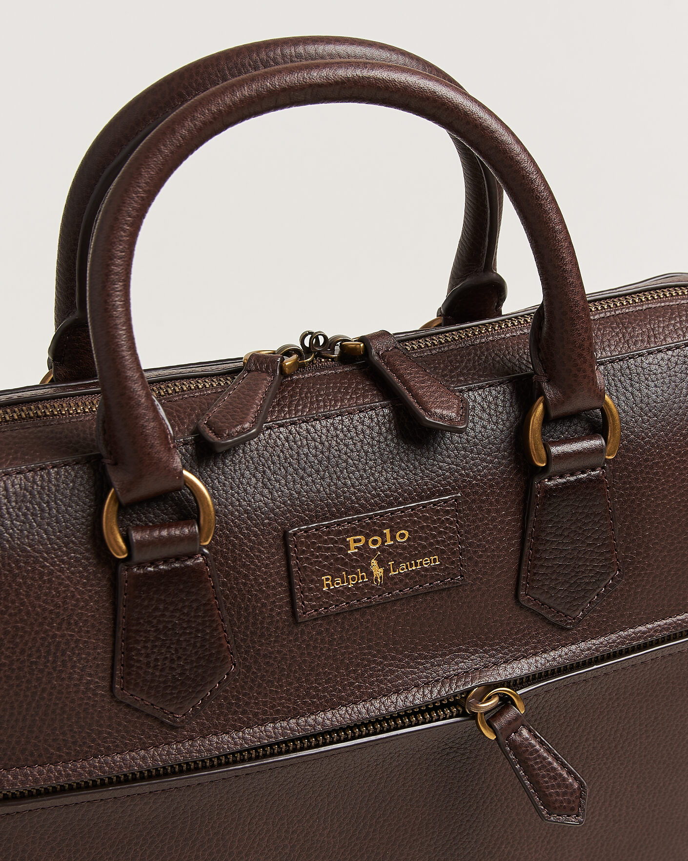 Mies | Laukut | Polo Ralph Lauren | Pebble Leather Briefcase Dark Brown