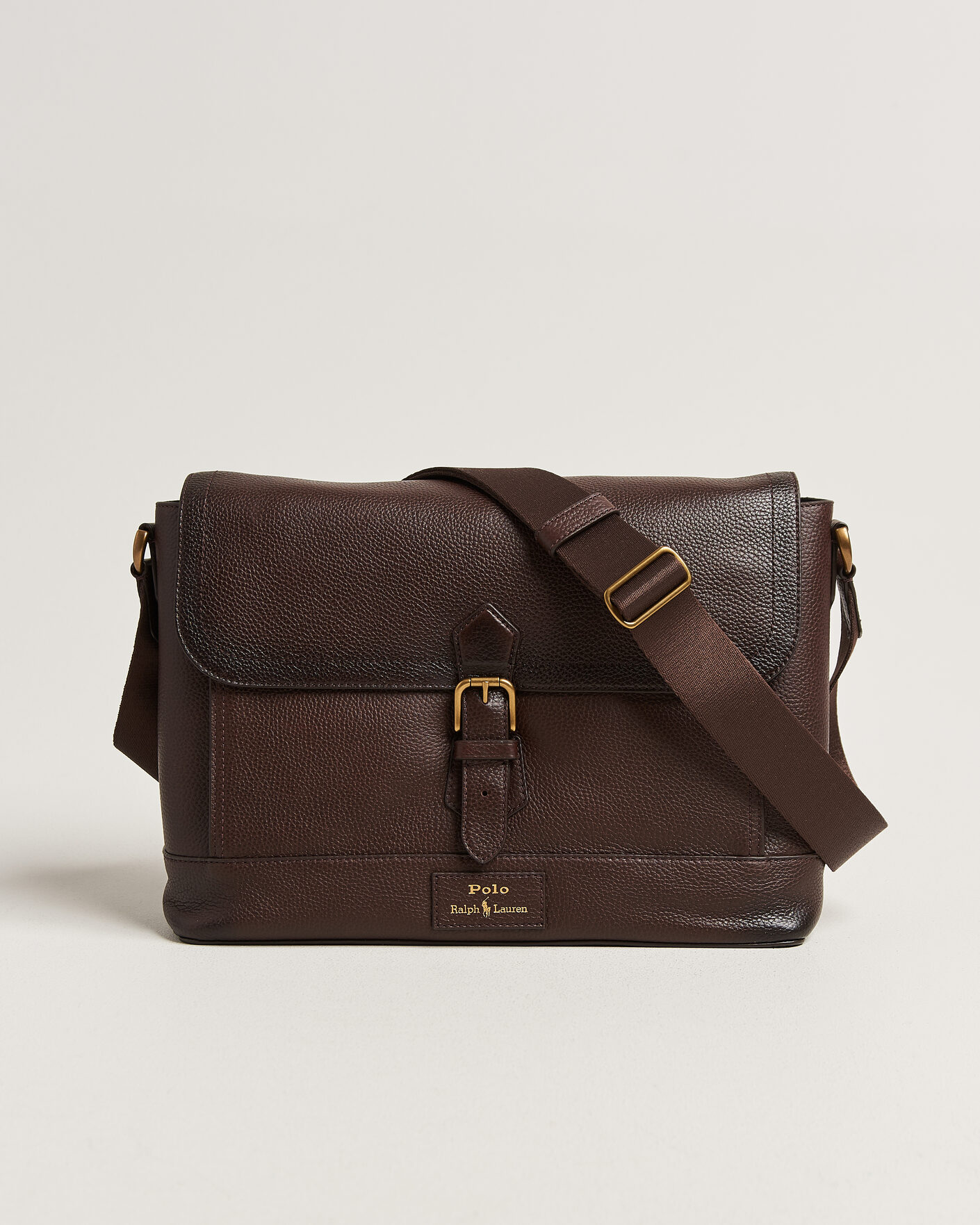 Mies | Laukut | Polo Ralph Lauren | Pebble Leather Messenger Bag Dark Brown