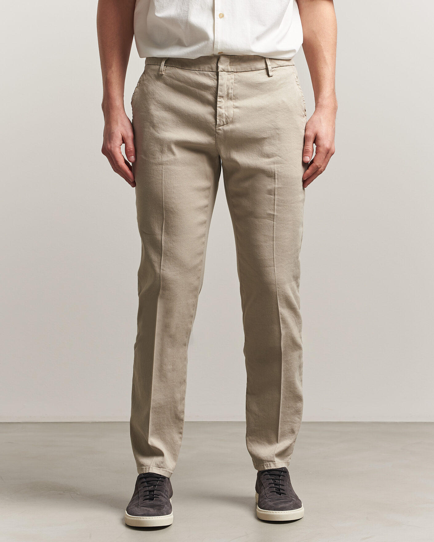 Mies | Housut | Dondup | Spiritisimo Linen Stretch Chinos Beige