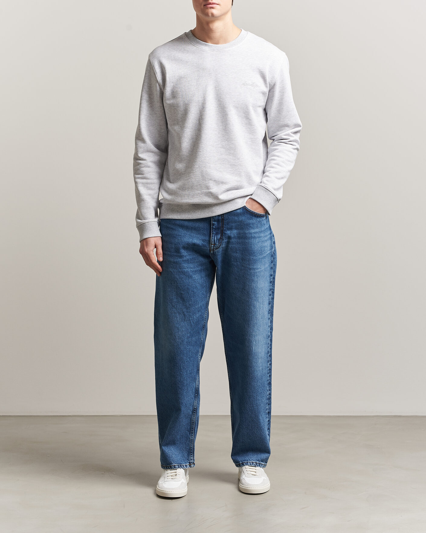 Mies | Puserot | Dondup | Logo Crew Neck Sweatshirt Light Grey Melange