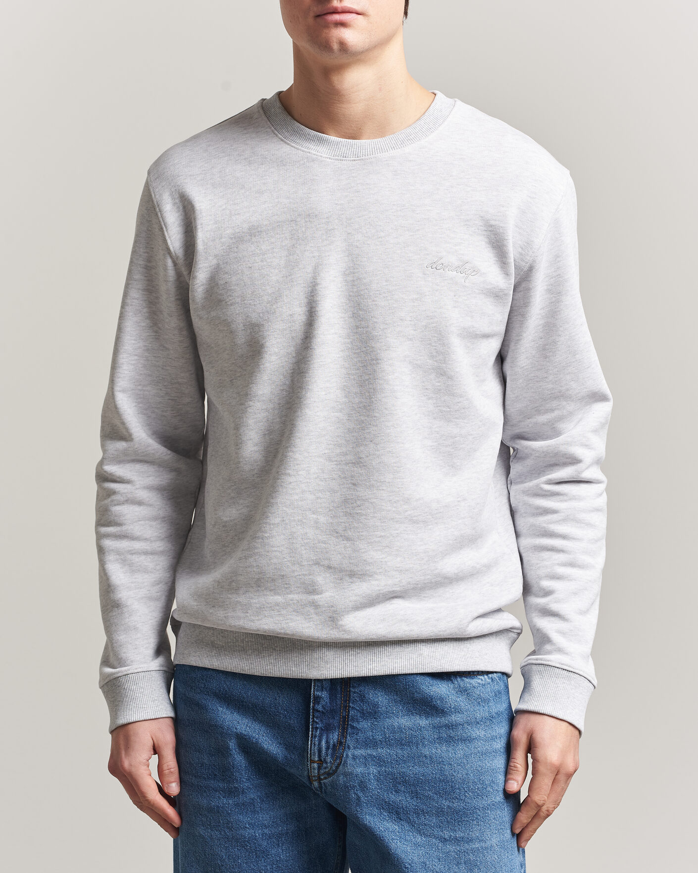 Mies | Puserot | Dondup | Logo Crew Neck Sweatshirt Light Grey Melange