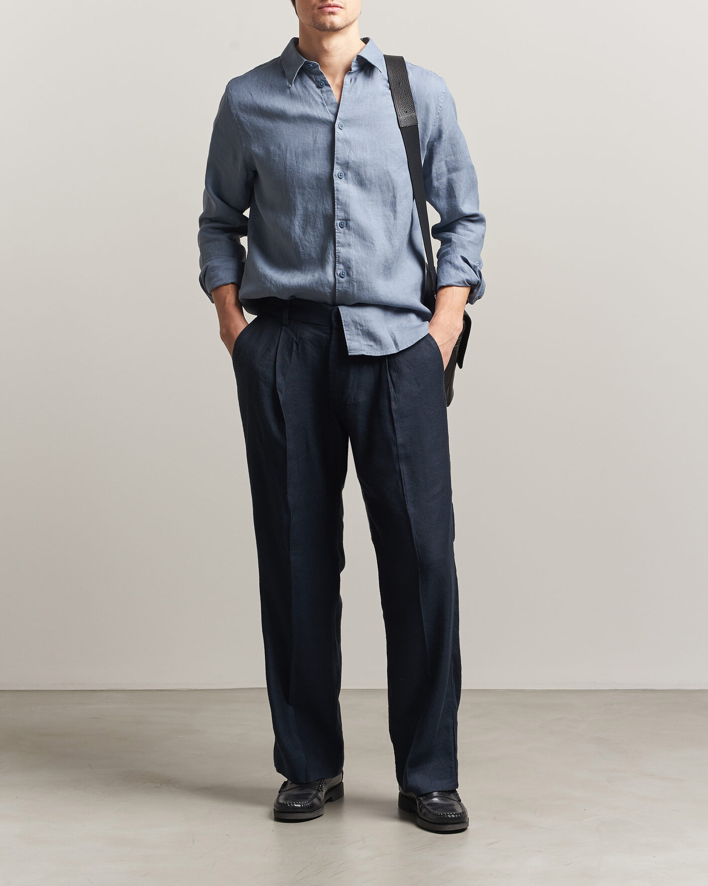 Mies | Housut | NN07 | Kay Linen/Viscose Drawstring Trousers Deep Navy