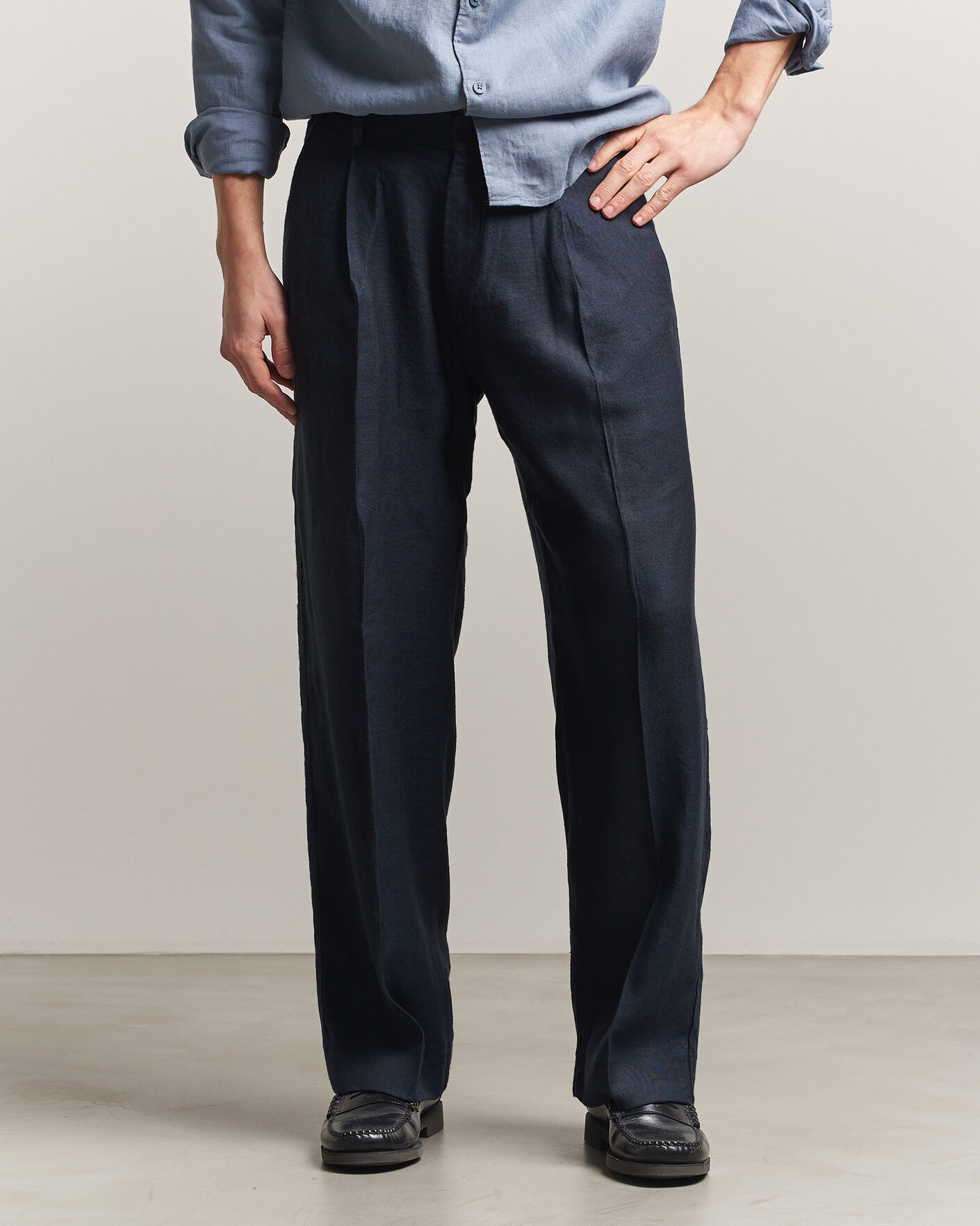 Mies | Housut | NN07 | Kay Linen/Viscose Drawstring Trousers Deep Navy