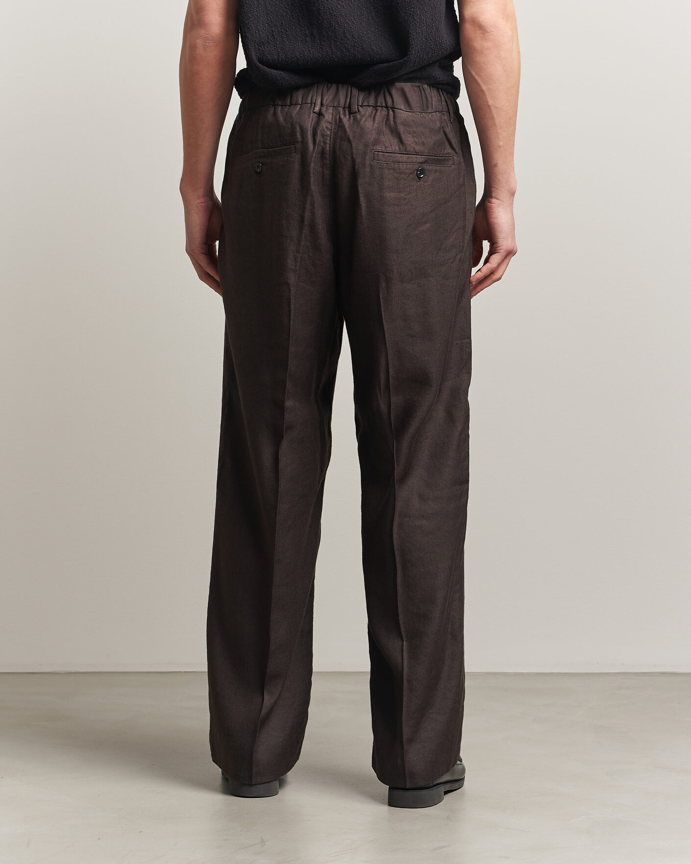 Mies | Housut | NN07 | Kay Linen/Viscose Drawstring Trousers Deep Truffle