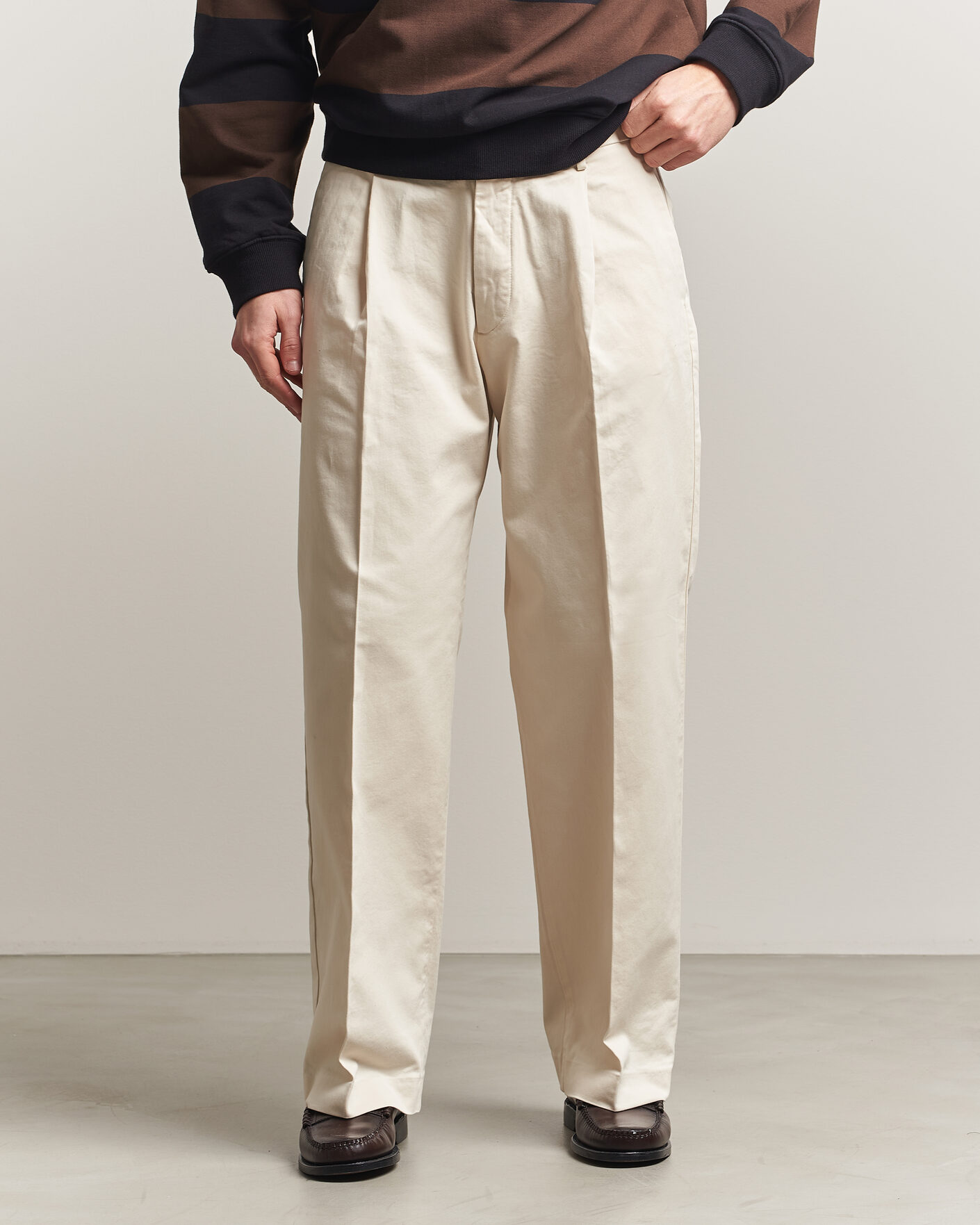 Mies | Housut | NN07 | Kay Cotton Pleated Trousers Ivory