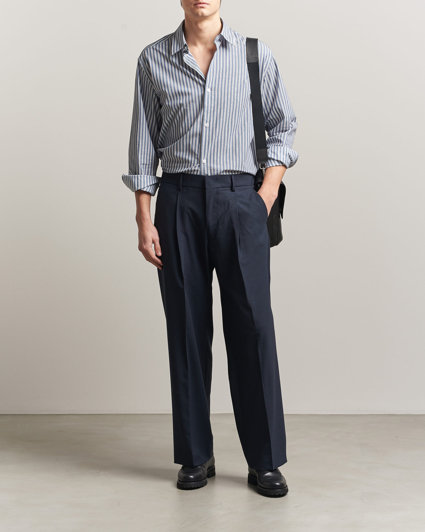 Mies | Housut | NN07 | Kay Summer Wool Drawstring Trousers Deep Navy