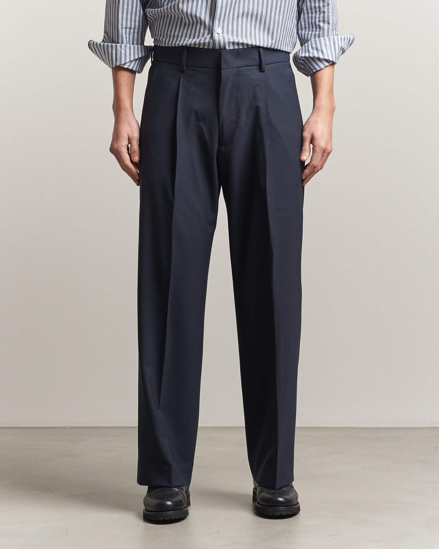 Mies | Housut | NN07 | Kay Summer Wool Drawstring Trousers Deep Navy