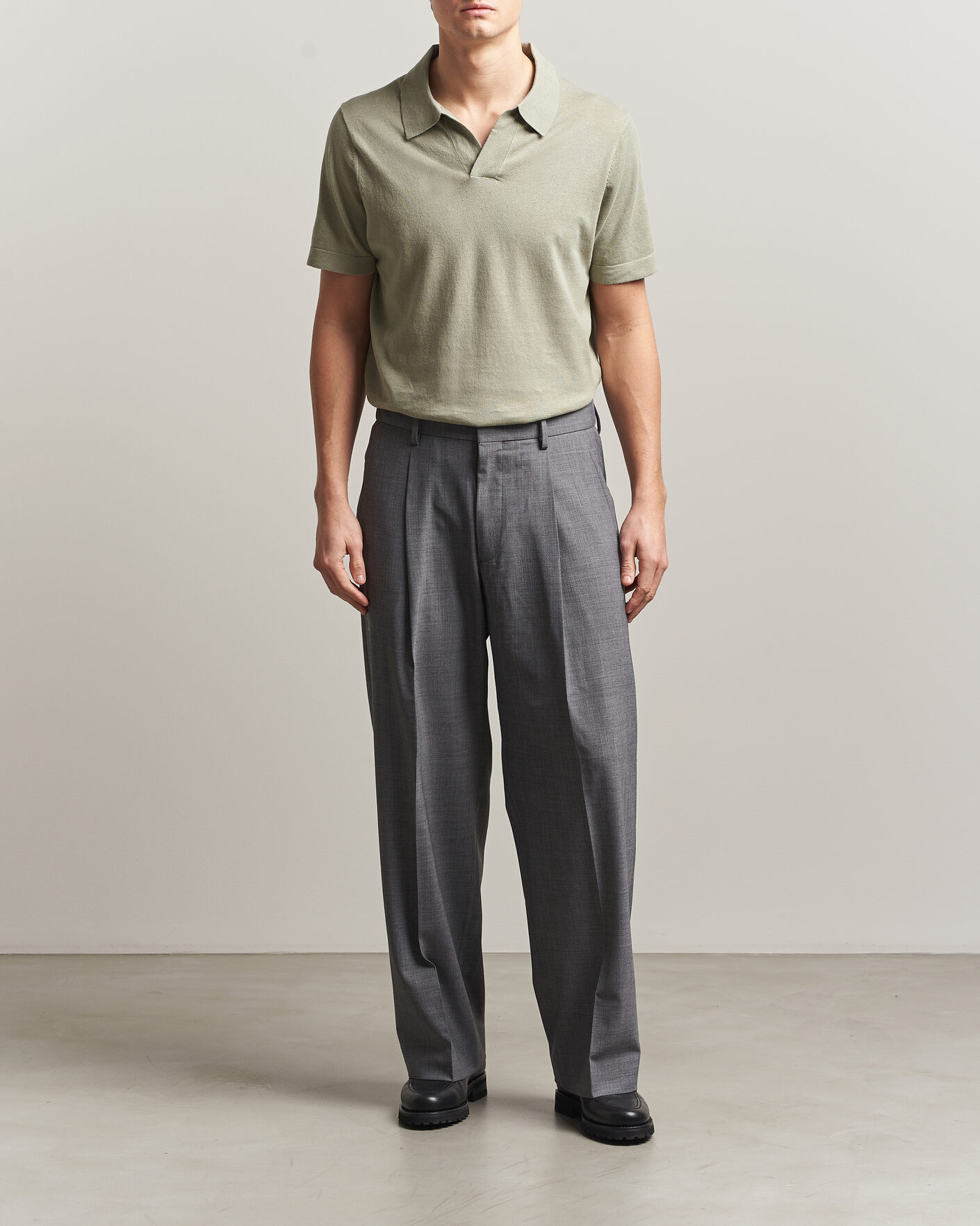 Mies | Housut | NN07 | Kay Summer Wool Drawstring Trousers Light Grey Melange