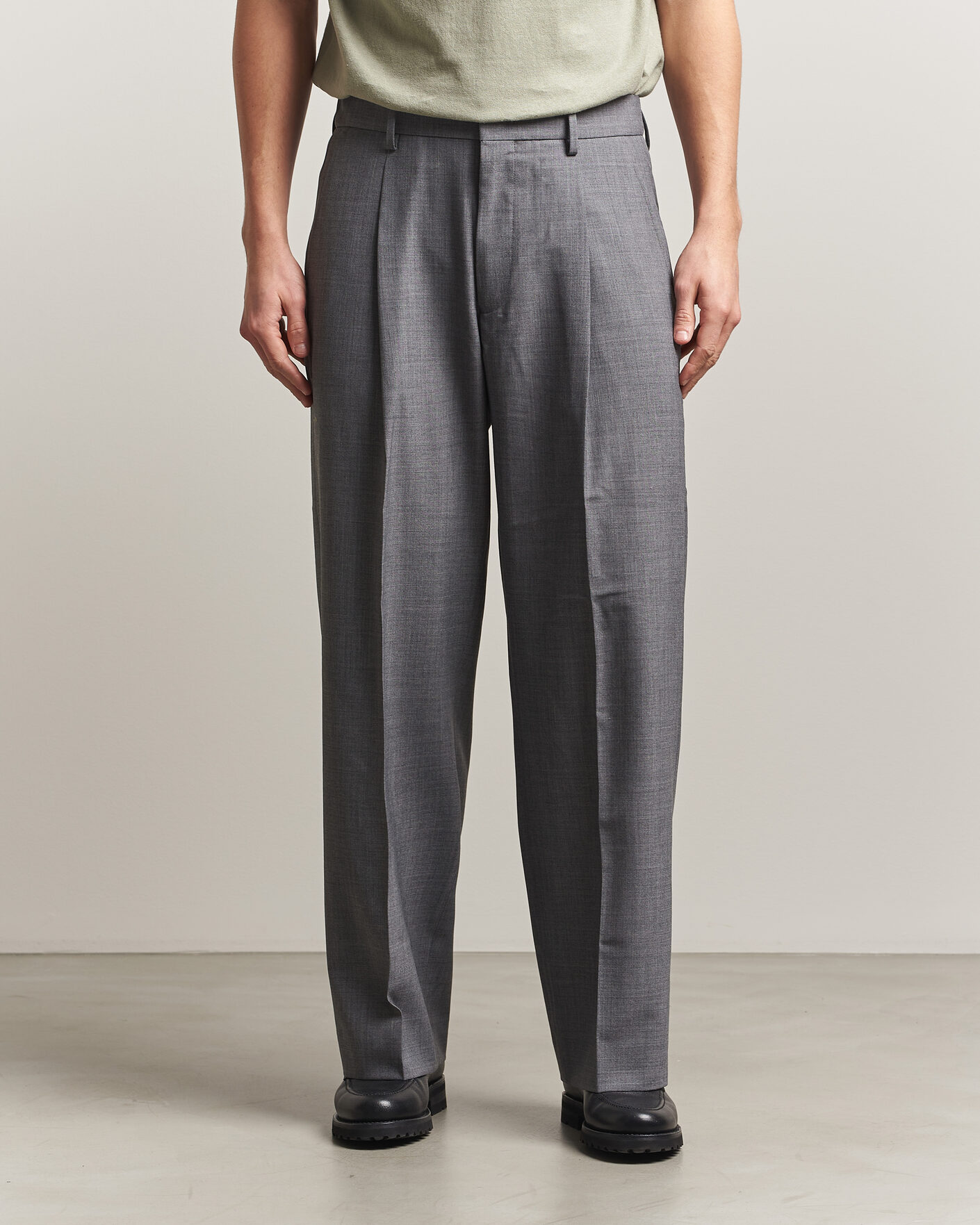 Mies | Housut | NN07 | Kay Summer Wool Drawstring Trousers Light Grey Melange
