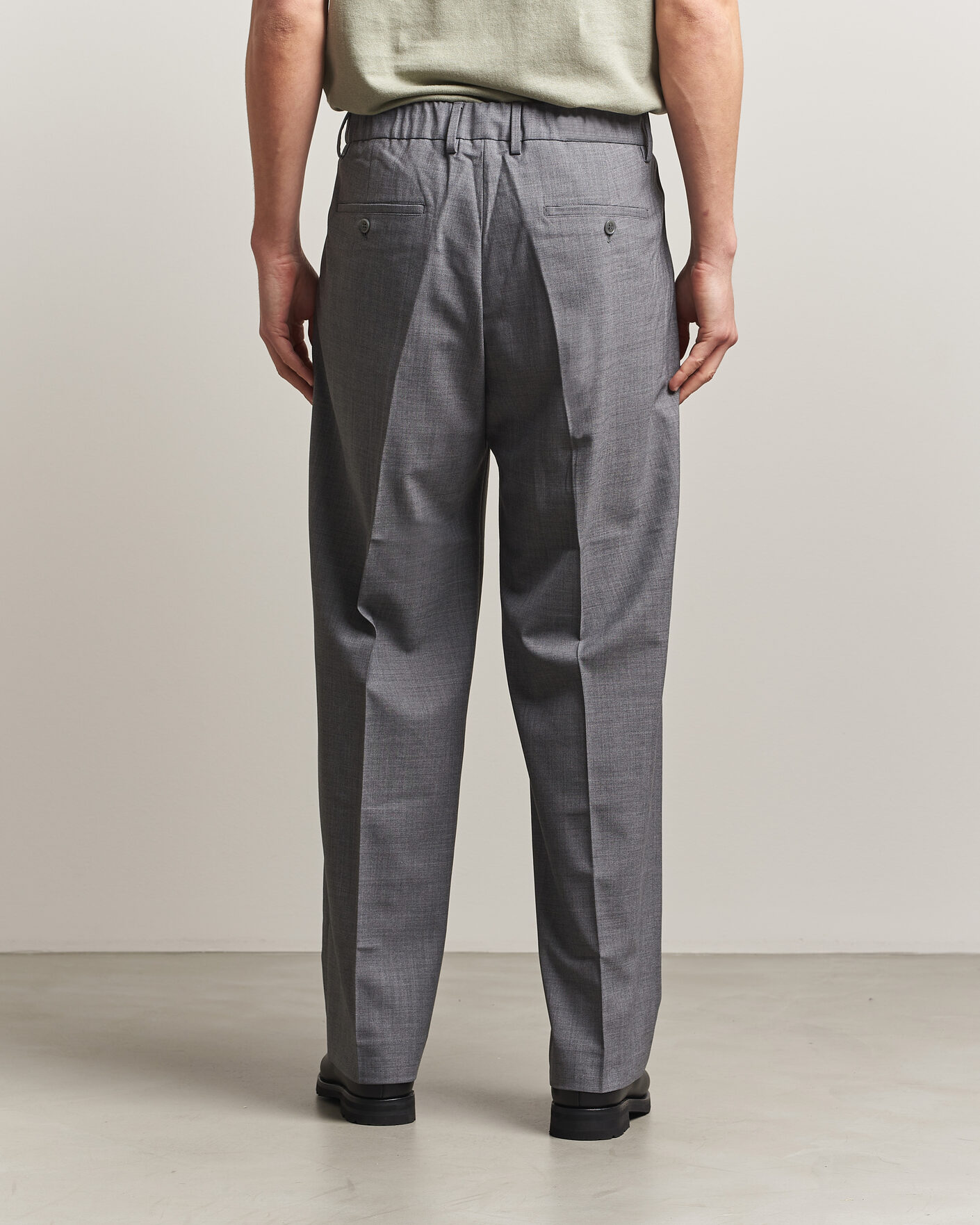 Mies | Housut | NN07 | Kay Summer Wool Drawstring Trousers Light Grey Melange