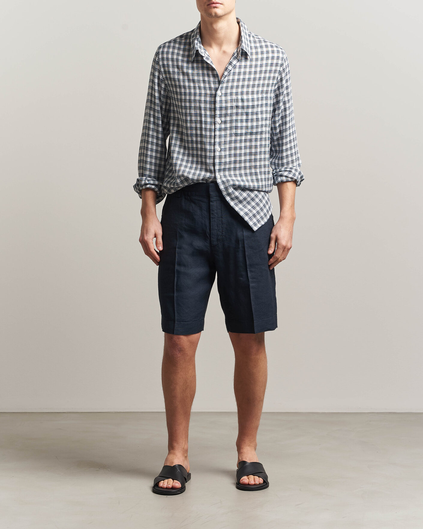 Mies | Shortsit | NN07 | Billie Linen/Viscose Drawstring Shorts Deep Navy