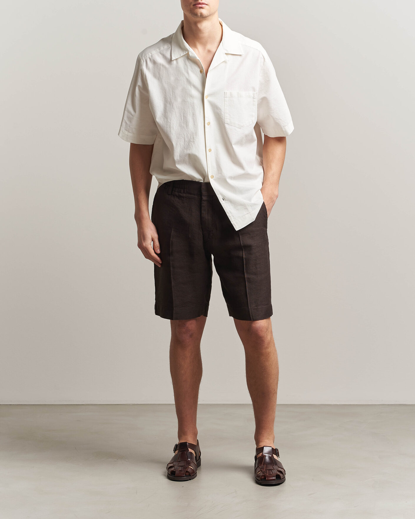 Mies | Shortsit | NN07 | Billie Linen/Viscose Drawstring Shorts Deep Truffle