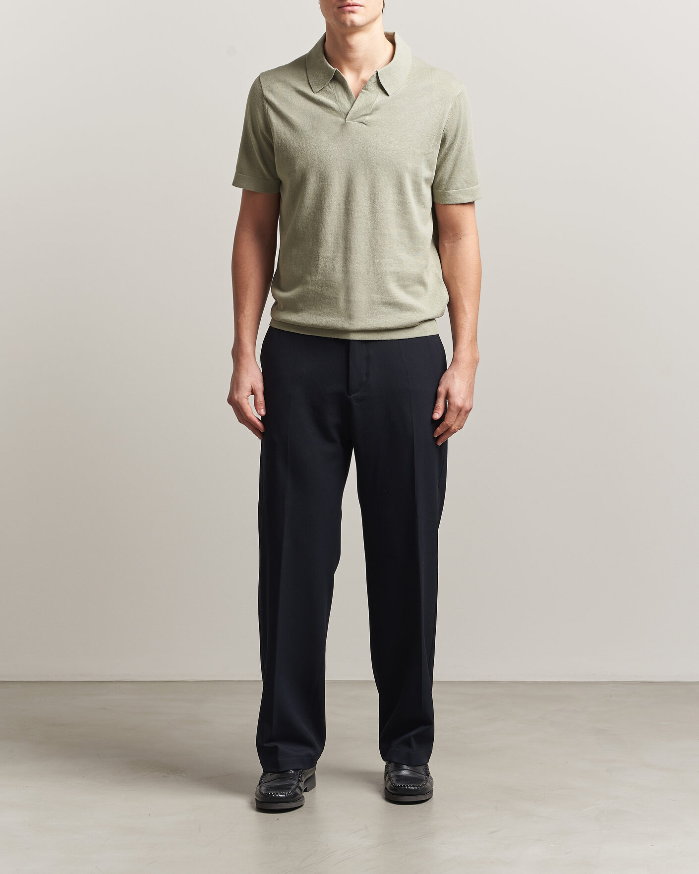 Mies | Pikeet | NN07 | Ryan Cotton/Linen Polo Sage Green