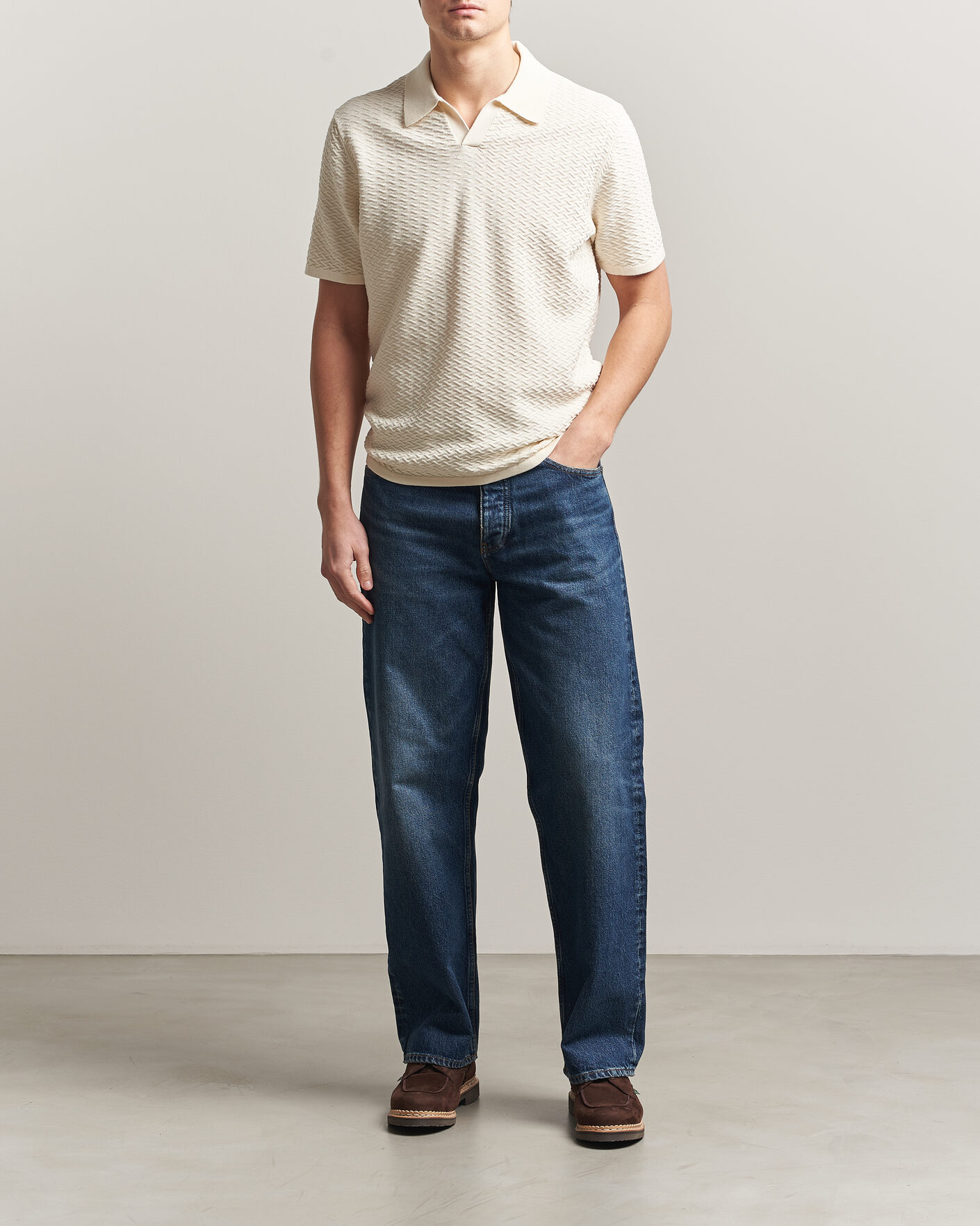 Mies | Pikeet | NN07 | Paul Structured Knitted Polo Ivory