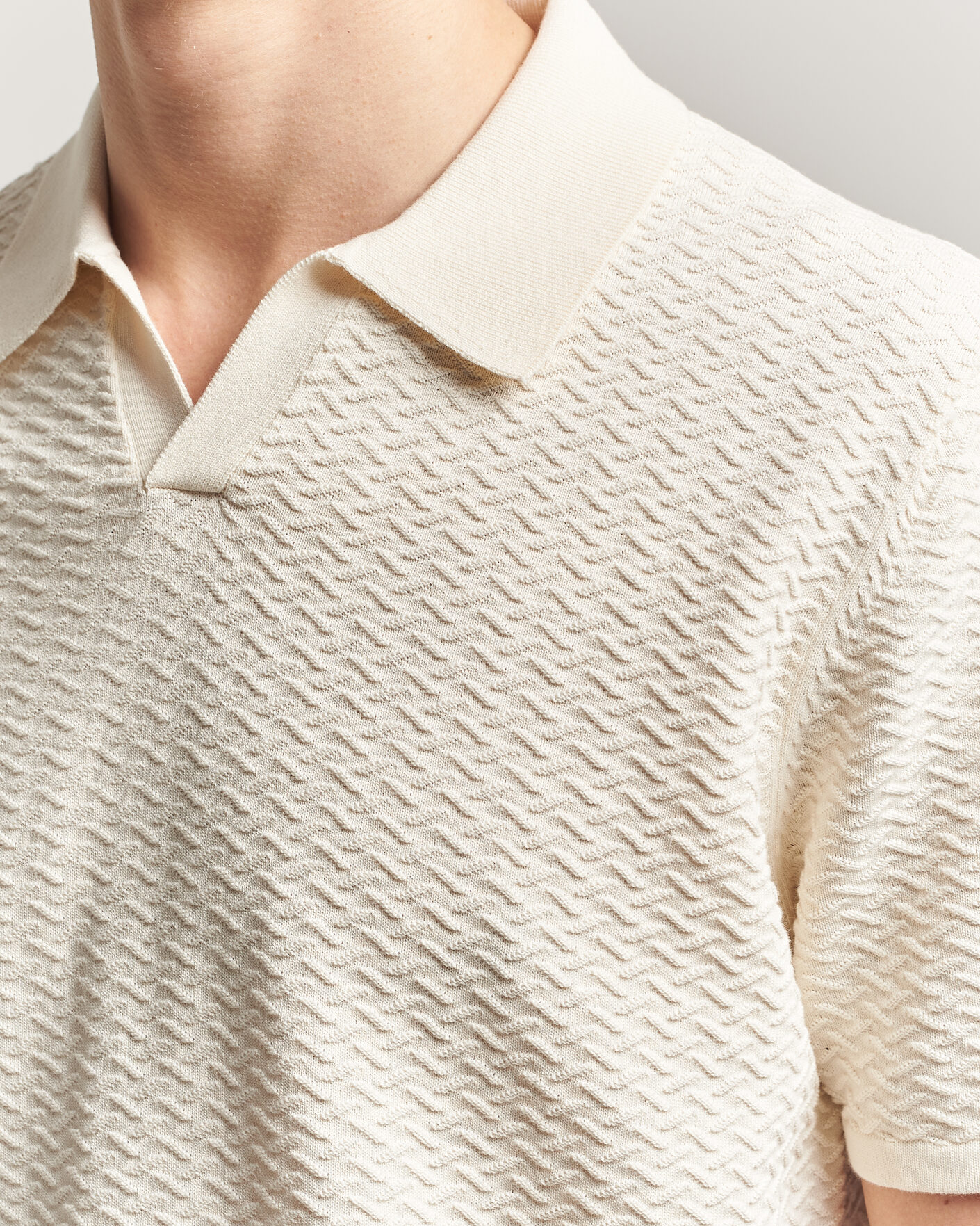 Mies | Pikeet | NN07 | Paul Structured Knitted Polo Ivory