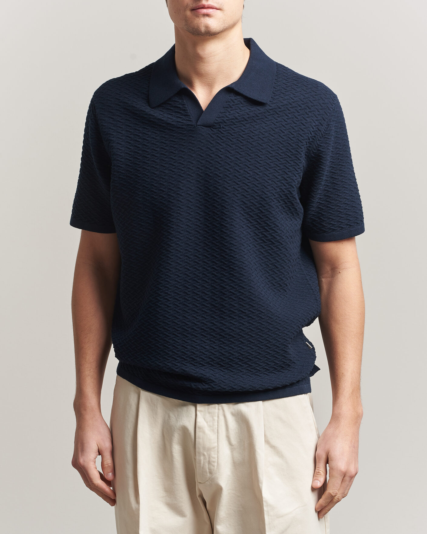 Mies | Pikeet | NN07 | Paul Structured Knitted Polo Navy Blue
