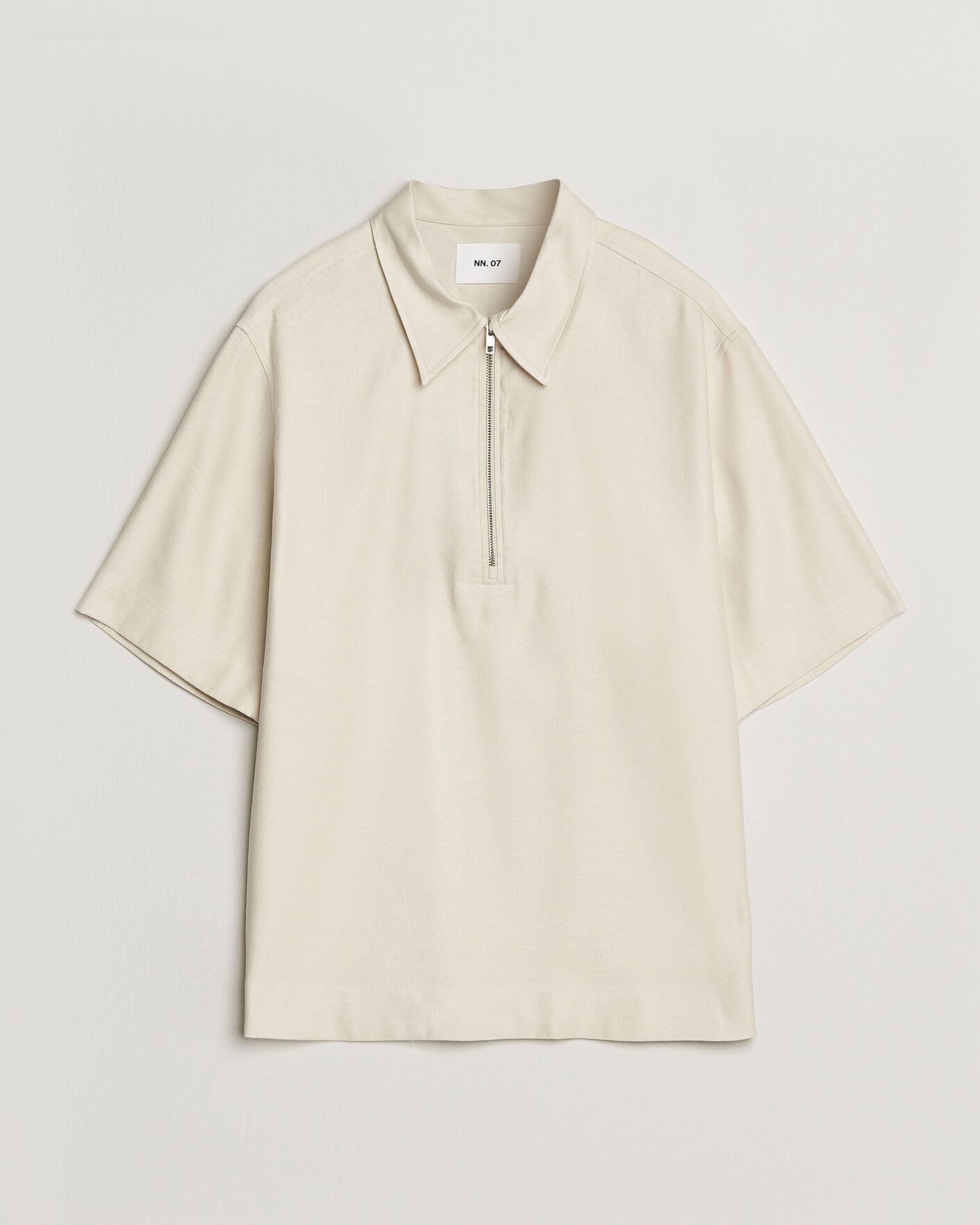Mies | Pikeet | NN07 | Bruno Linen/Viscose Half Zip Polo Ivory