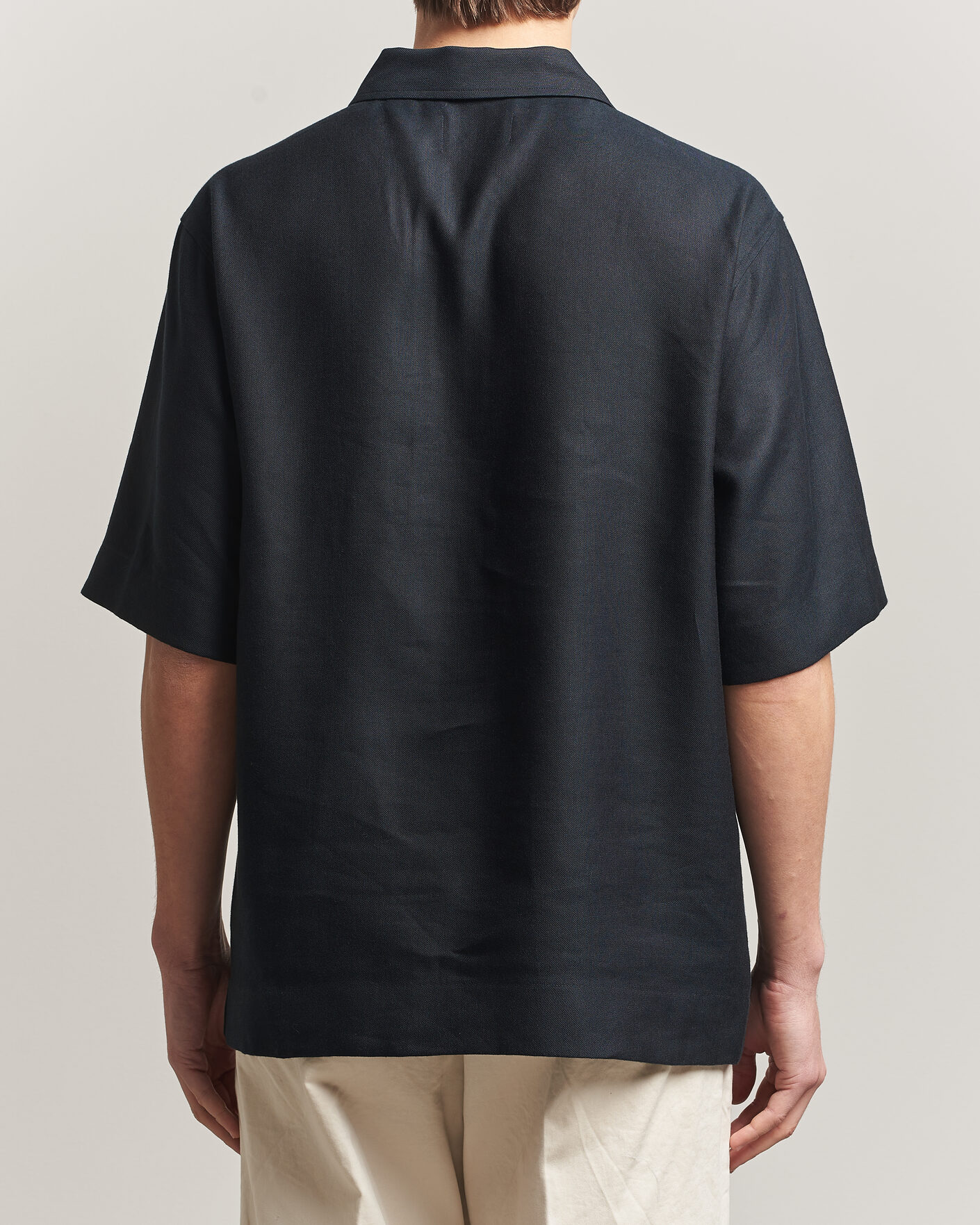 Mies | Pikeet | NN07 | Bruno Linen/Viscose Half Zip Polo Black